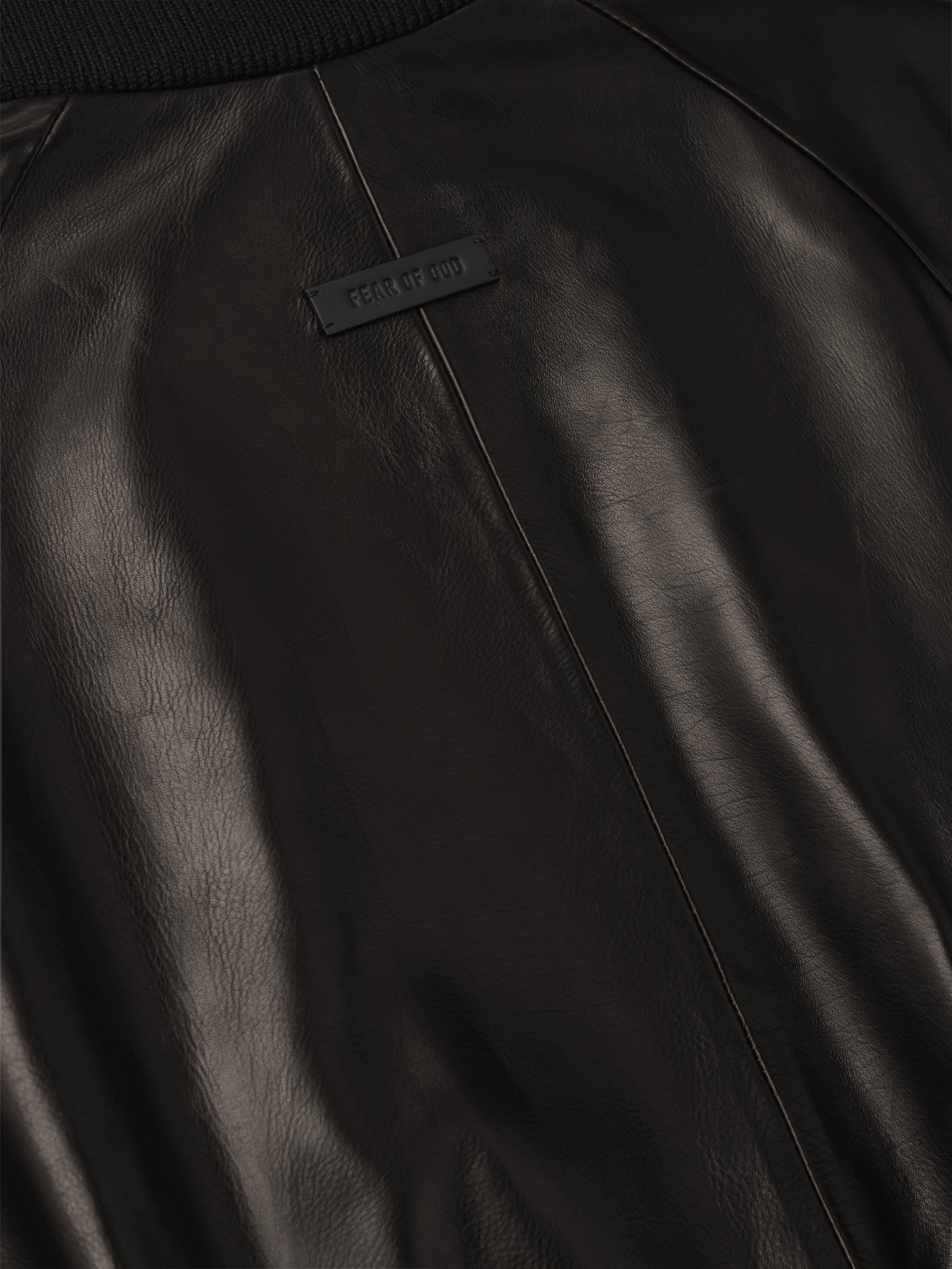 Essentials Leather Raglan Bomber Jacket Black
