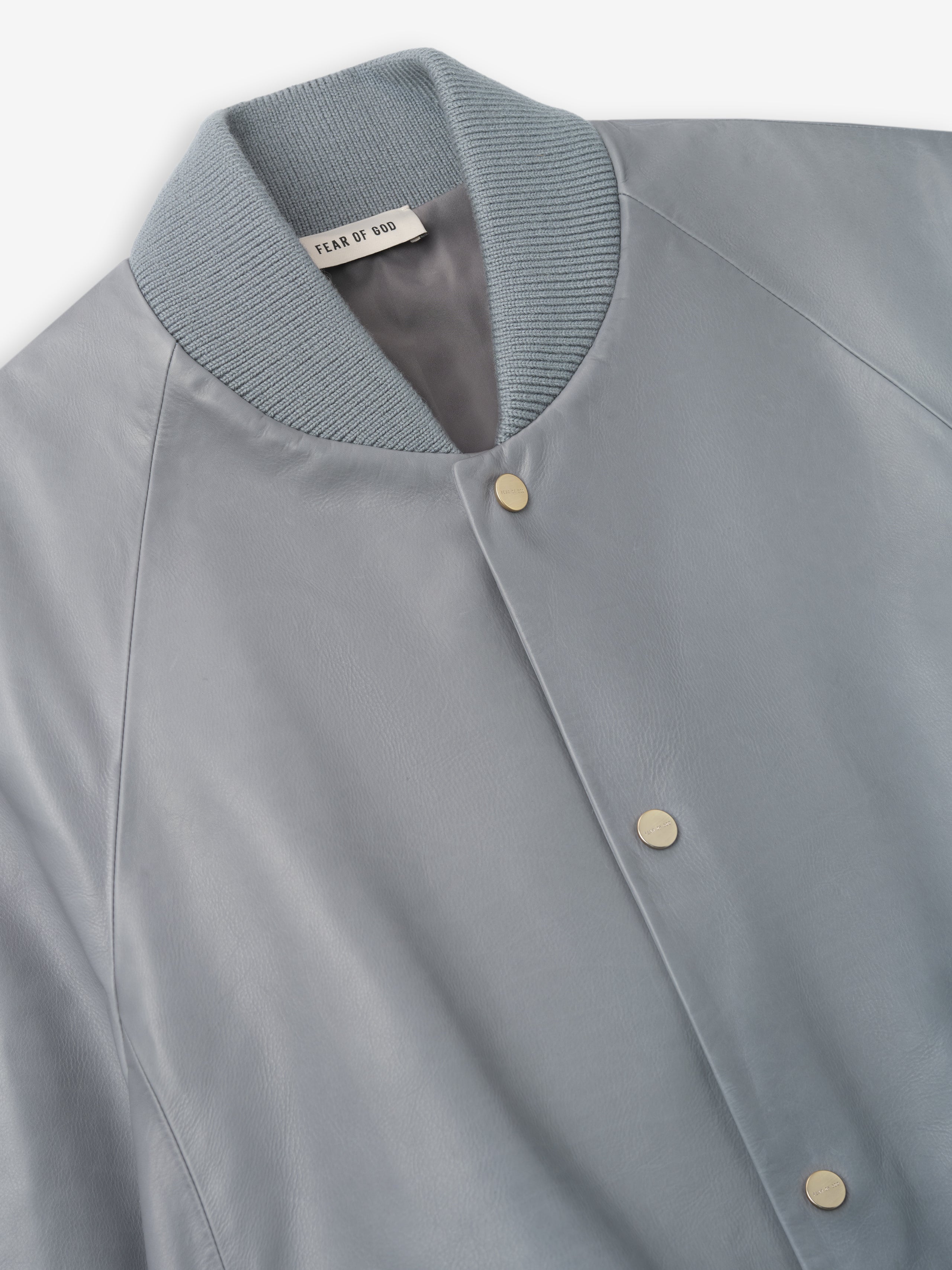 Essentials Leather 9 Raglan Bomber Jacket Metallic Grey