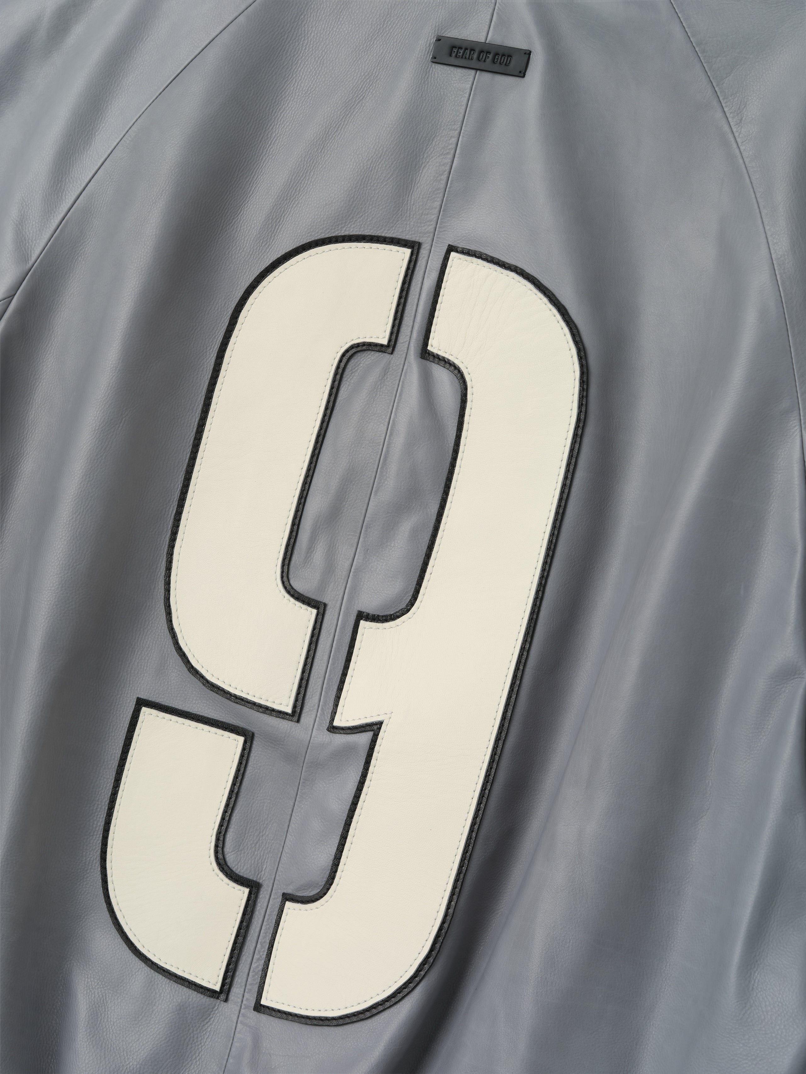 Essentials Leather 9 Raglan Bomber Jacket Metallic Grey