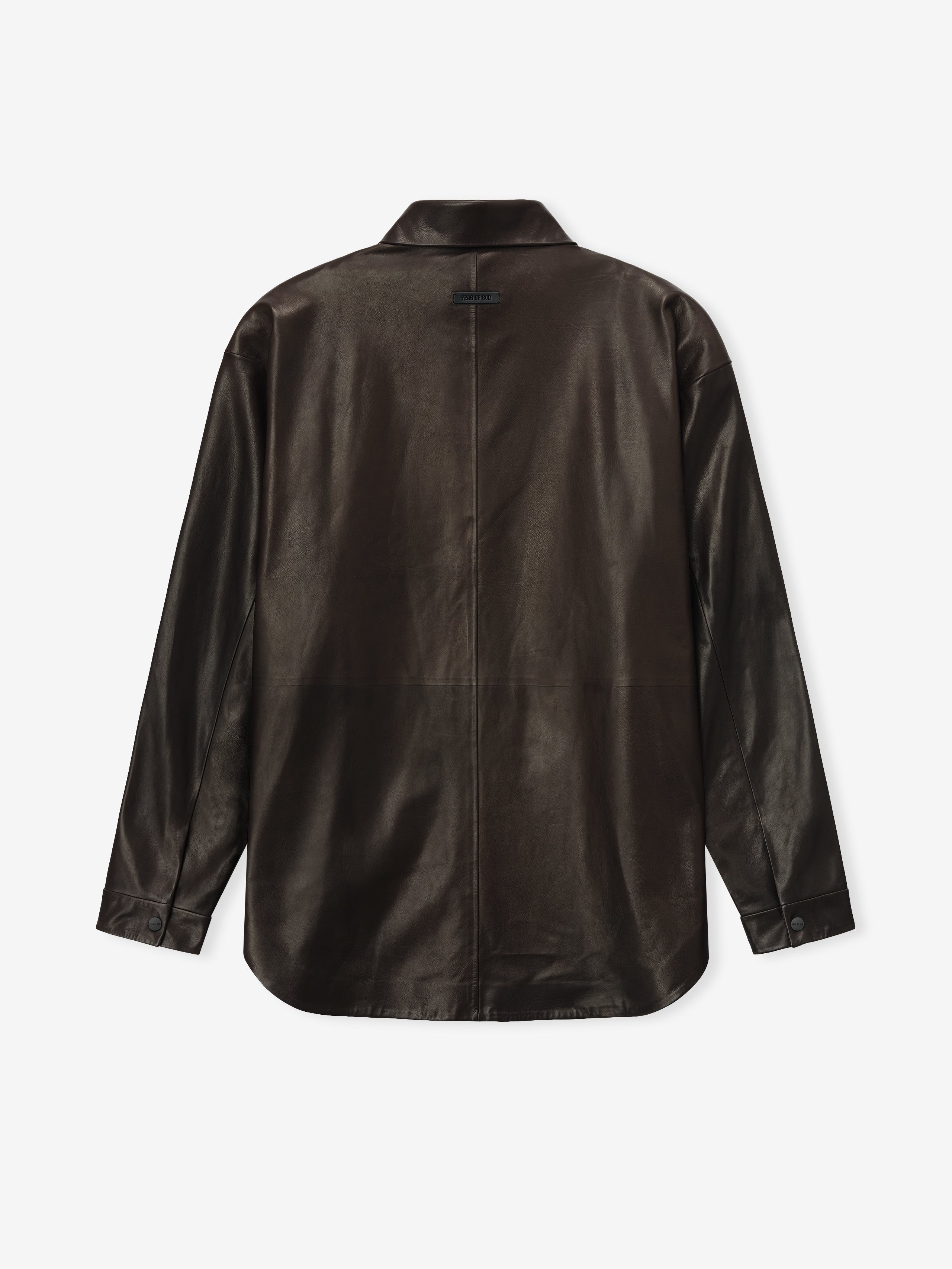 Essentials Leather Relaxed Shirt Dark Brown