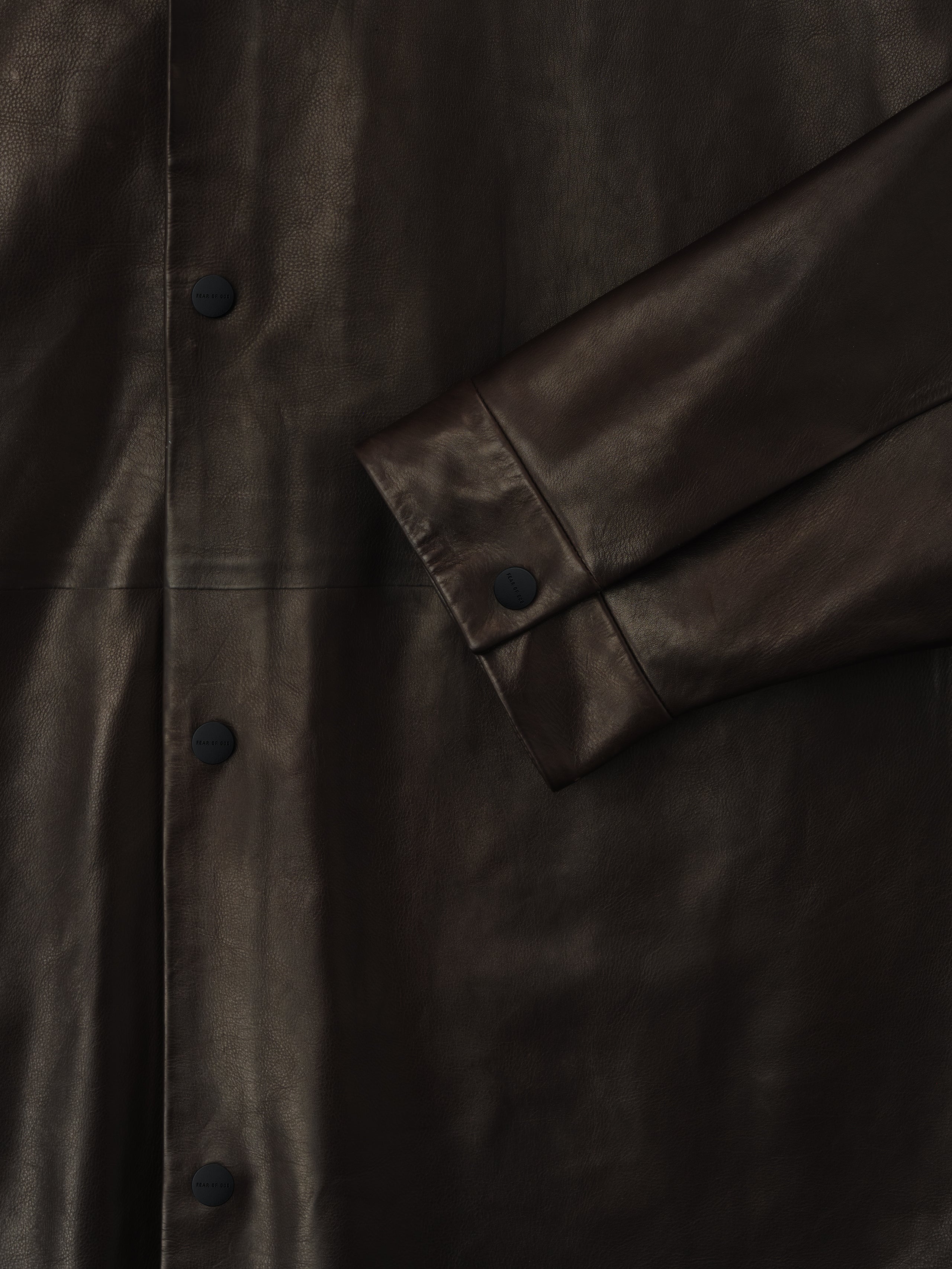 Essentials Leather Relaxed Shirt Dark Brown
