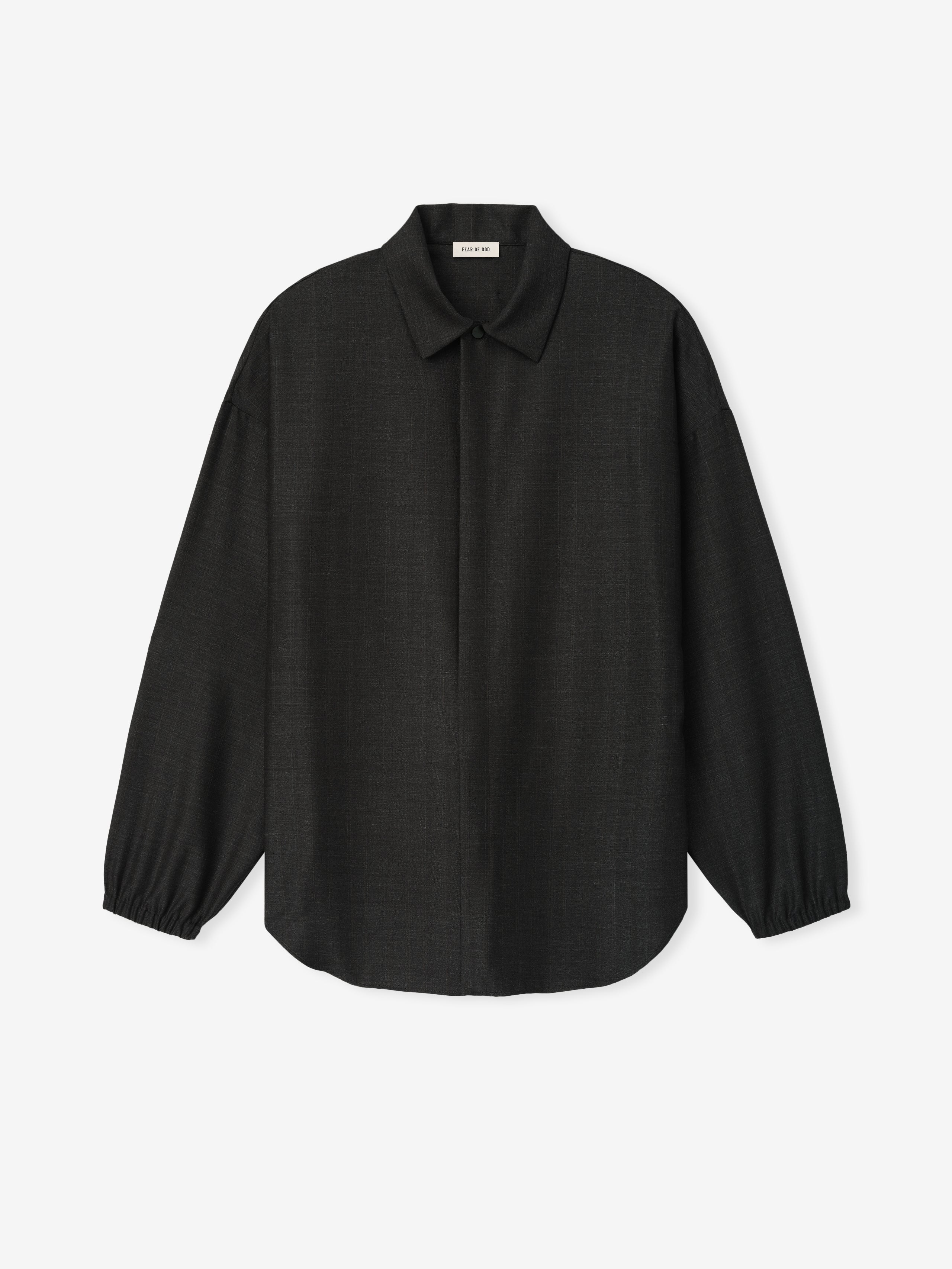 Essentials Grey Striped Wool Elastic Cuff Shirt Grey Striped