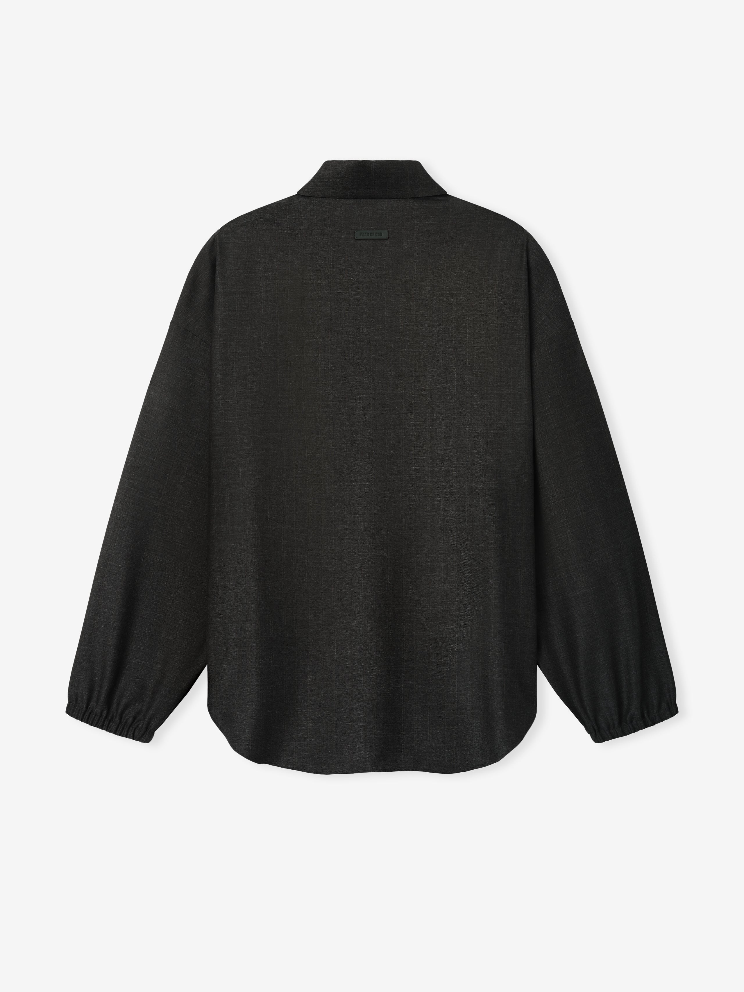 Essentials Grey Striped Wool Elastic Cuff Shirt Grey Striped