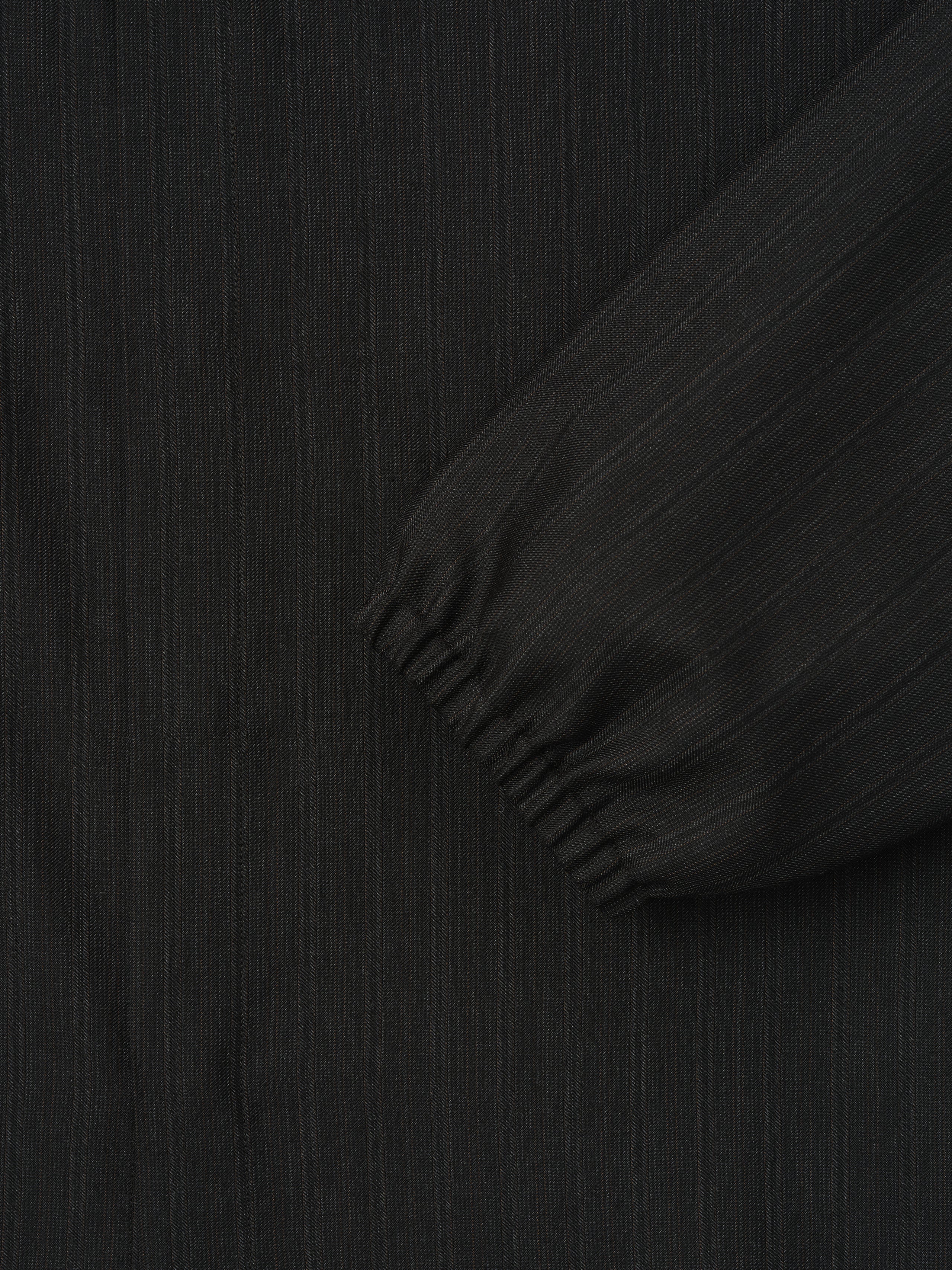Essentials Black Striped Wool Elastic Cuff Shirt Black Striped