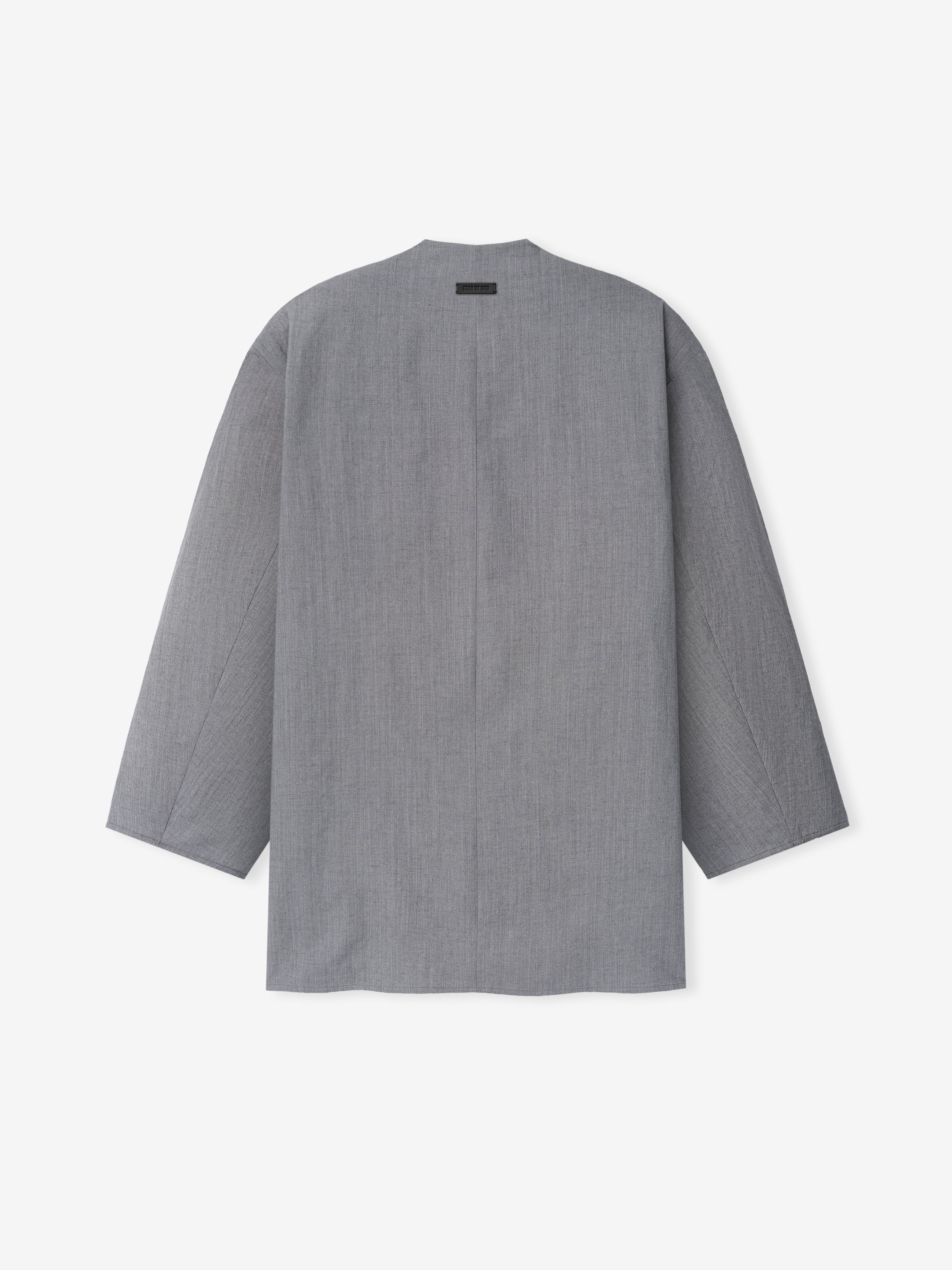 Essentials Wool Linen Collarless Sport Jacket Metallic Grey