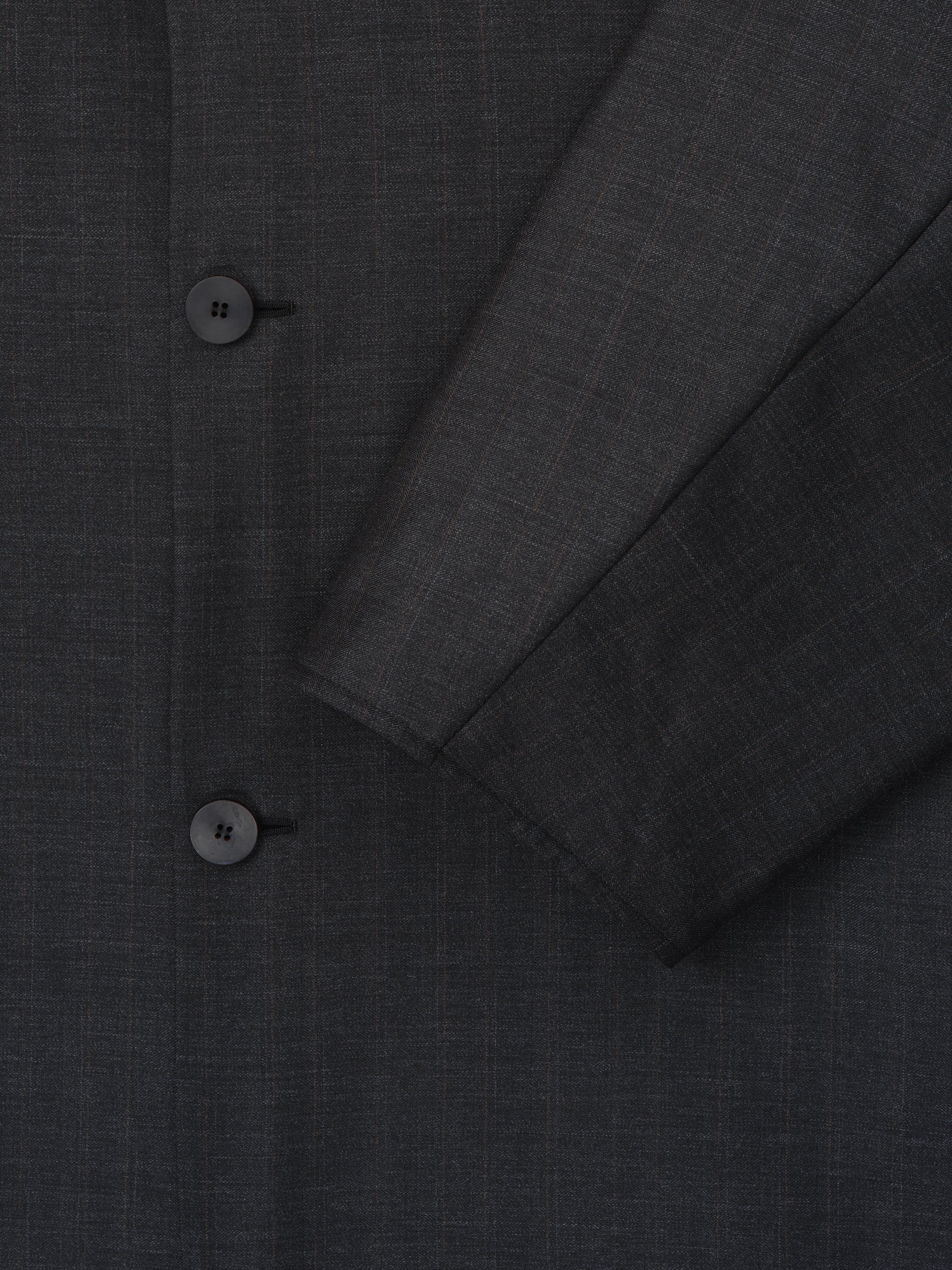 Essentials Grey Striped Wool Collarless Sport Jacket Grey Striped