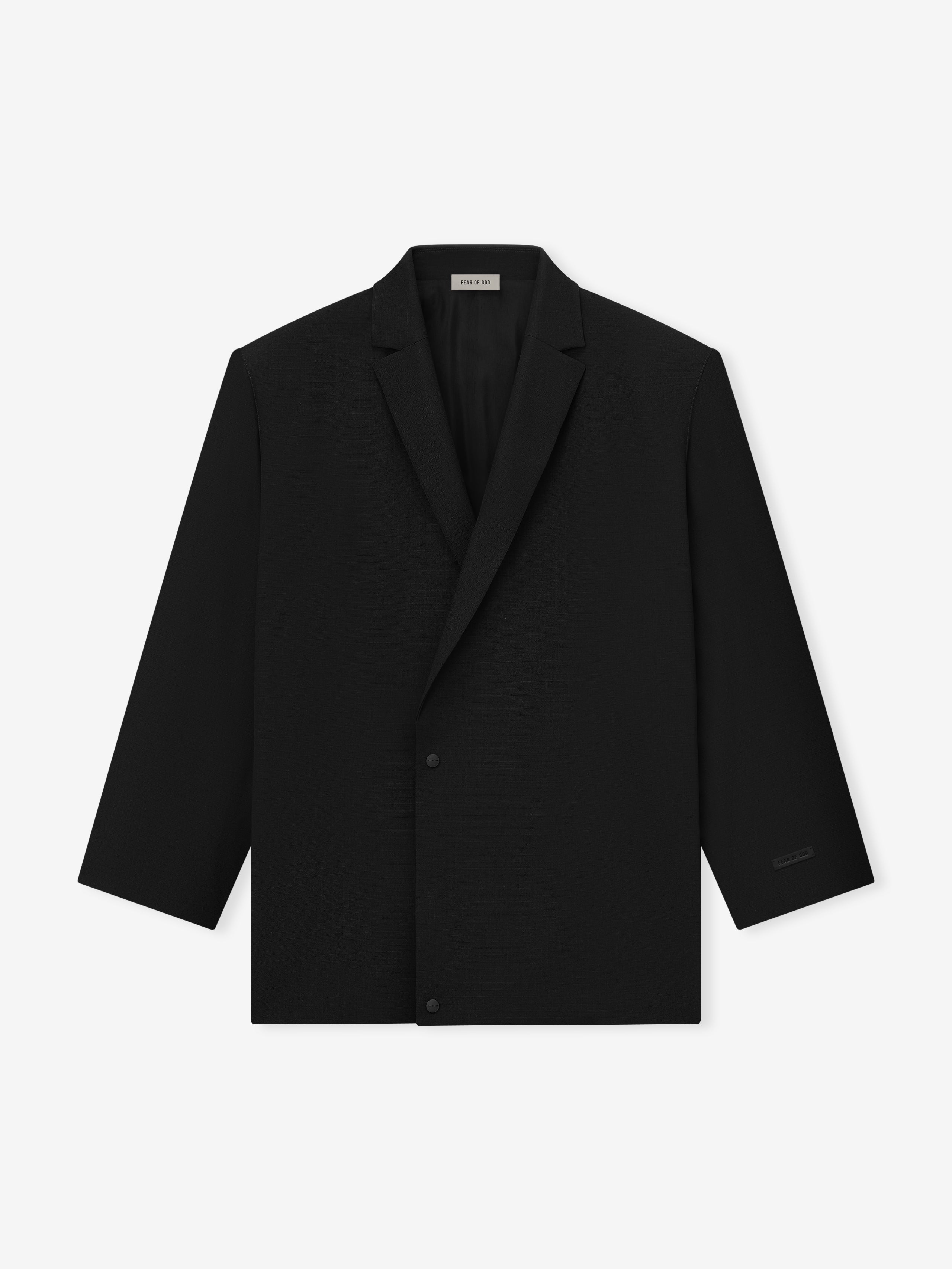 Essentials Wool Ripstop Relaxed Long Jacket Black