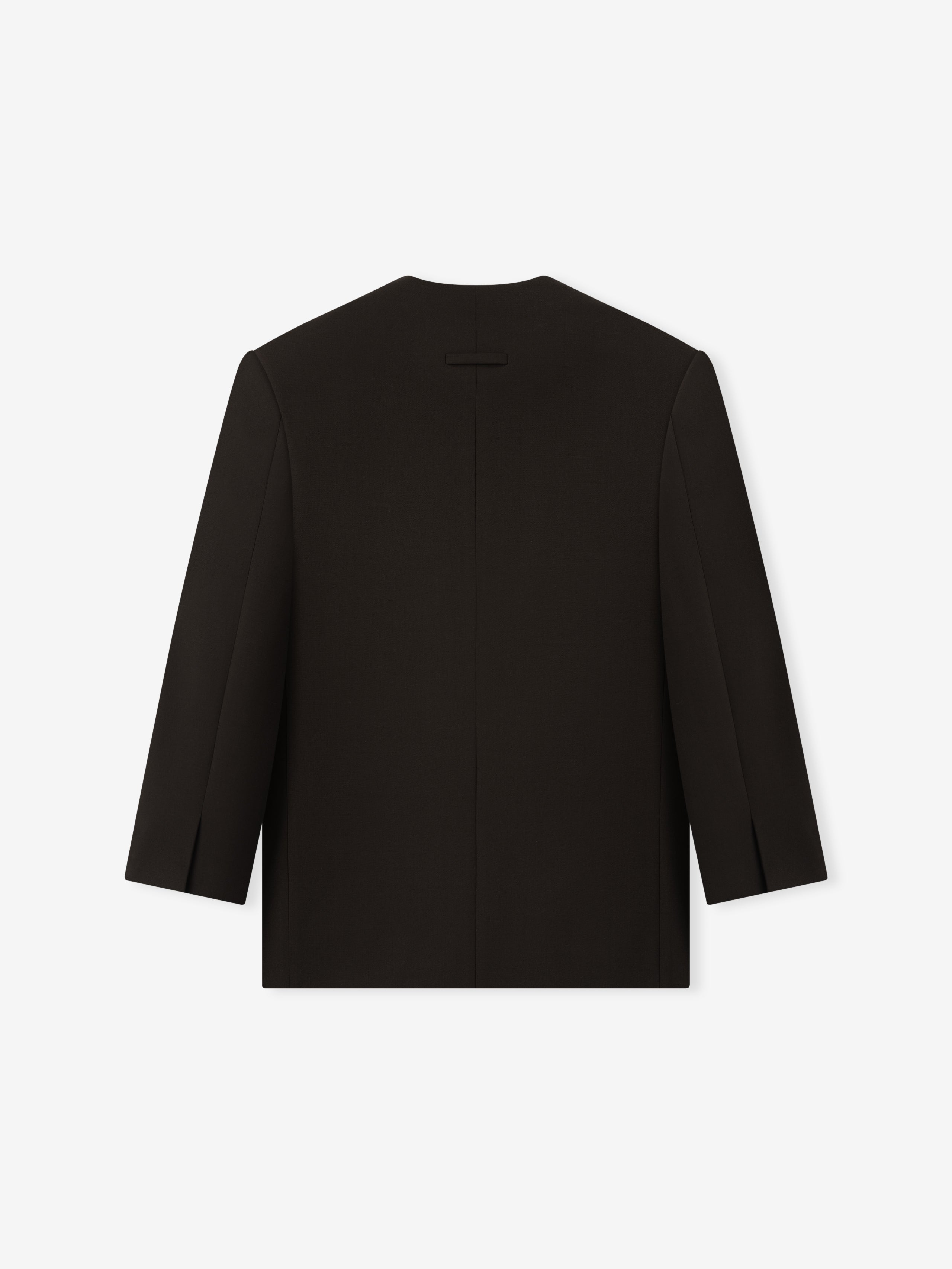 Essentials Double Weave Wool Crewneck Jacket Brown