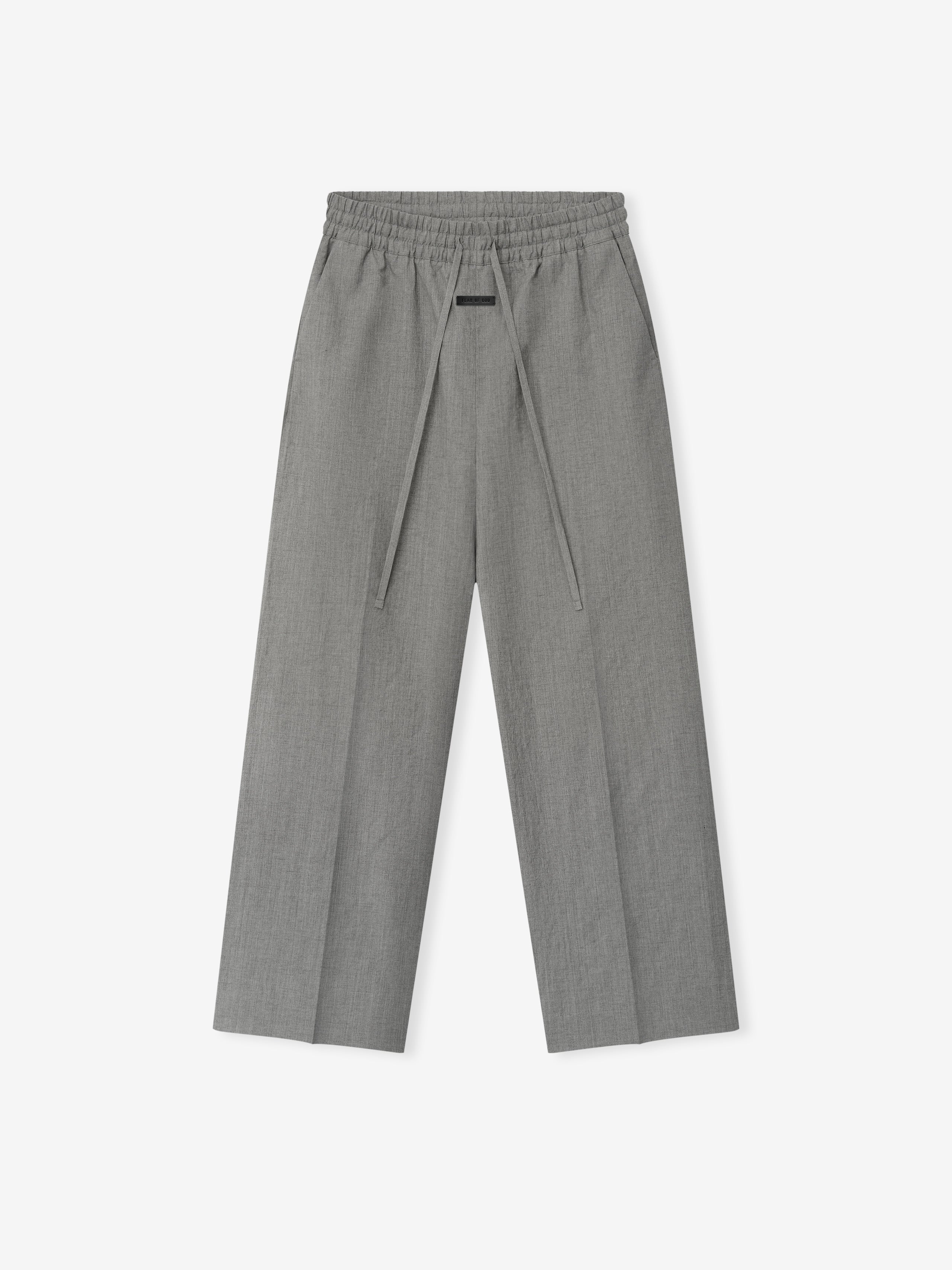 Essentials Wool Linen Wide Leg Drawstring Pants Metallic Grey