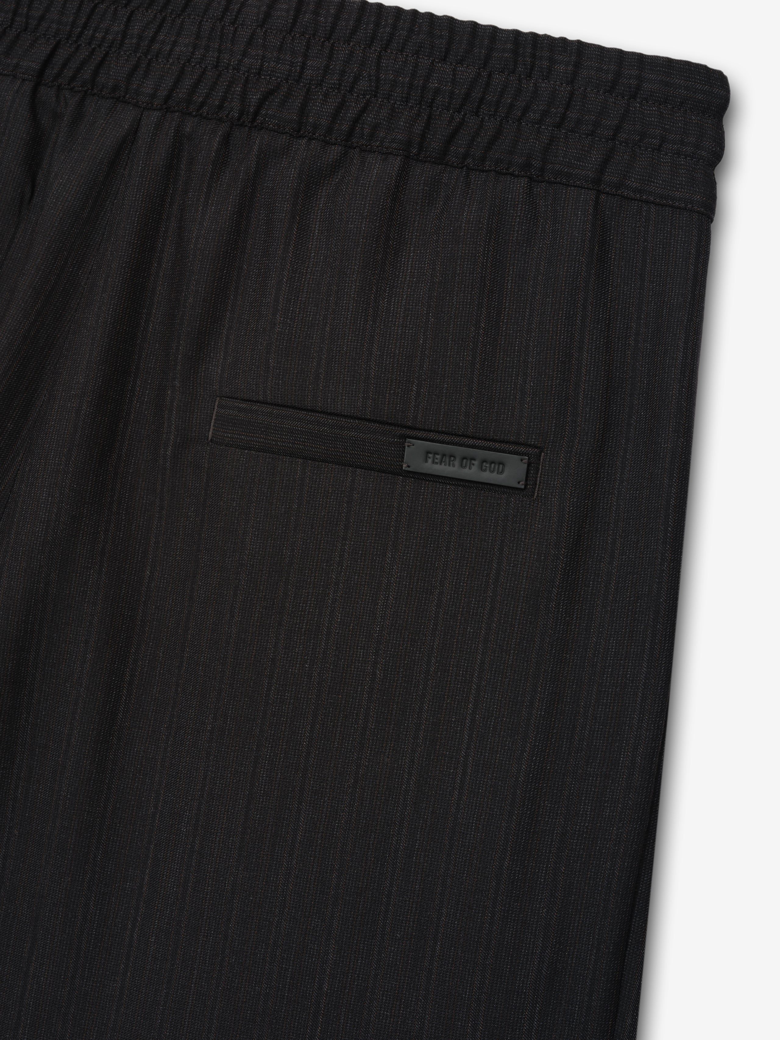Essentials Black Striped Wool Baggy Shorts Black Striped