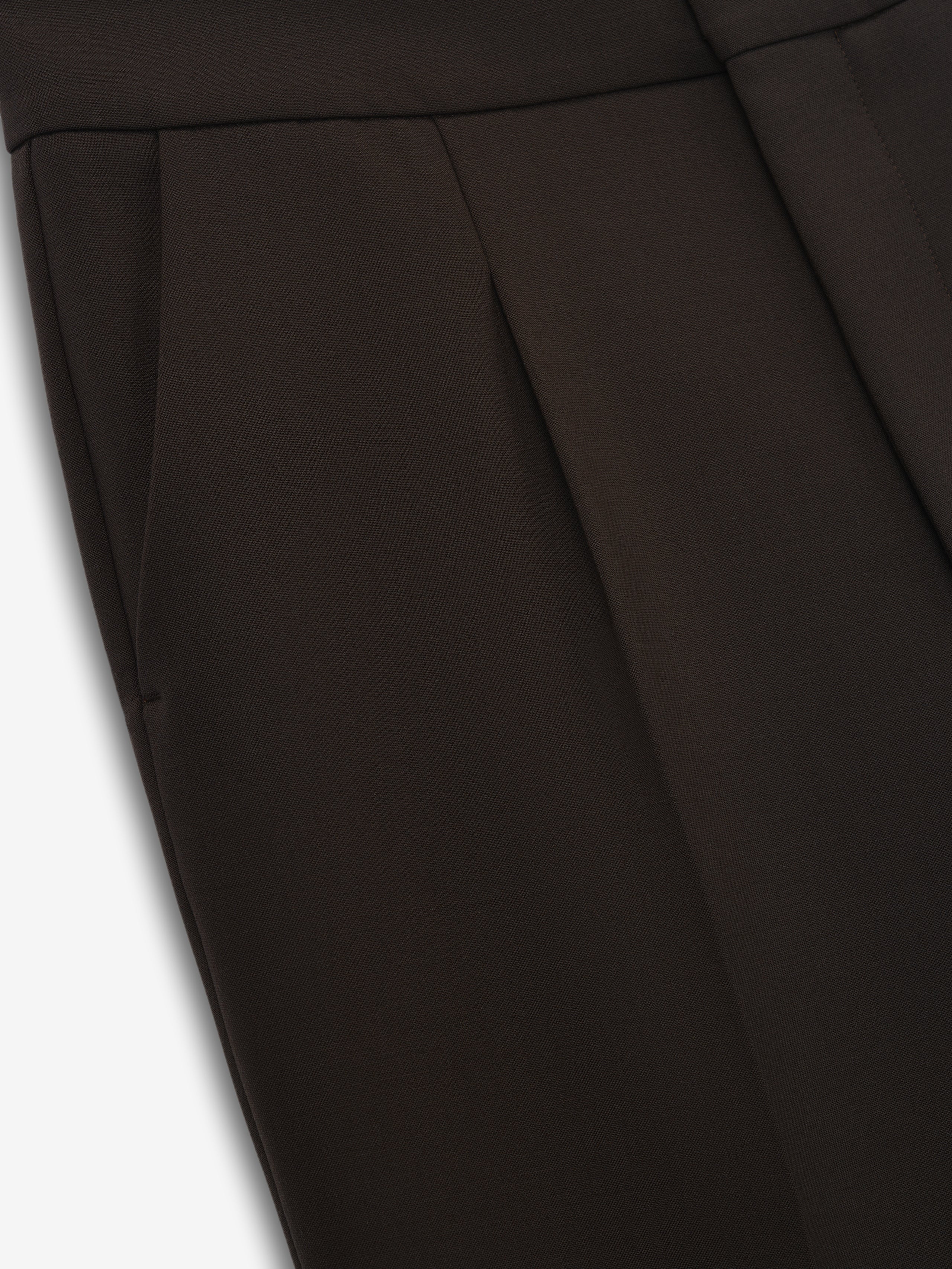 Essentials Double Weave Wool Tailored Flared Pants Brown