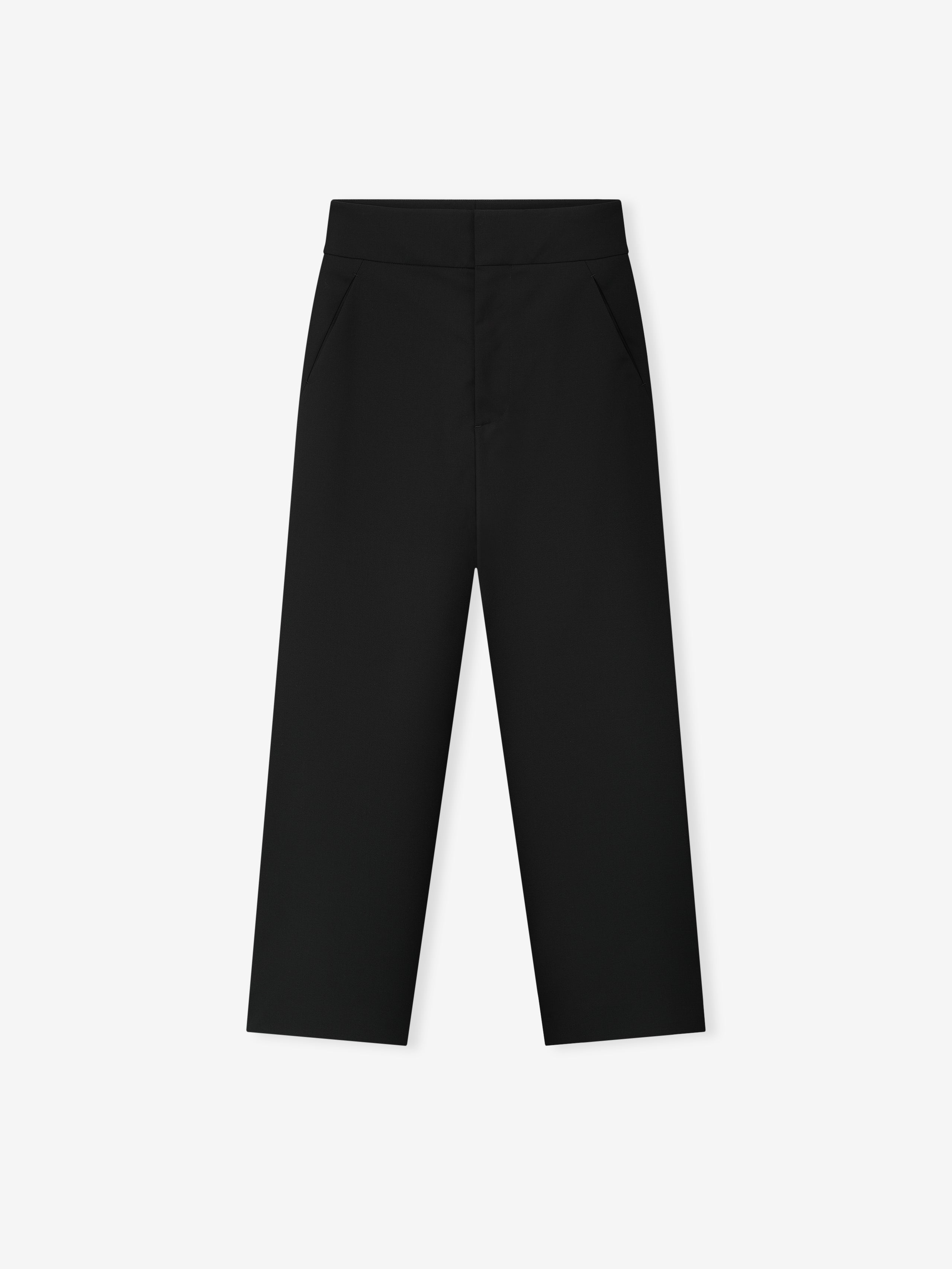 Essentials Wool Poplin Casual Flat Front Pants Black