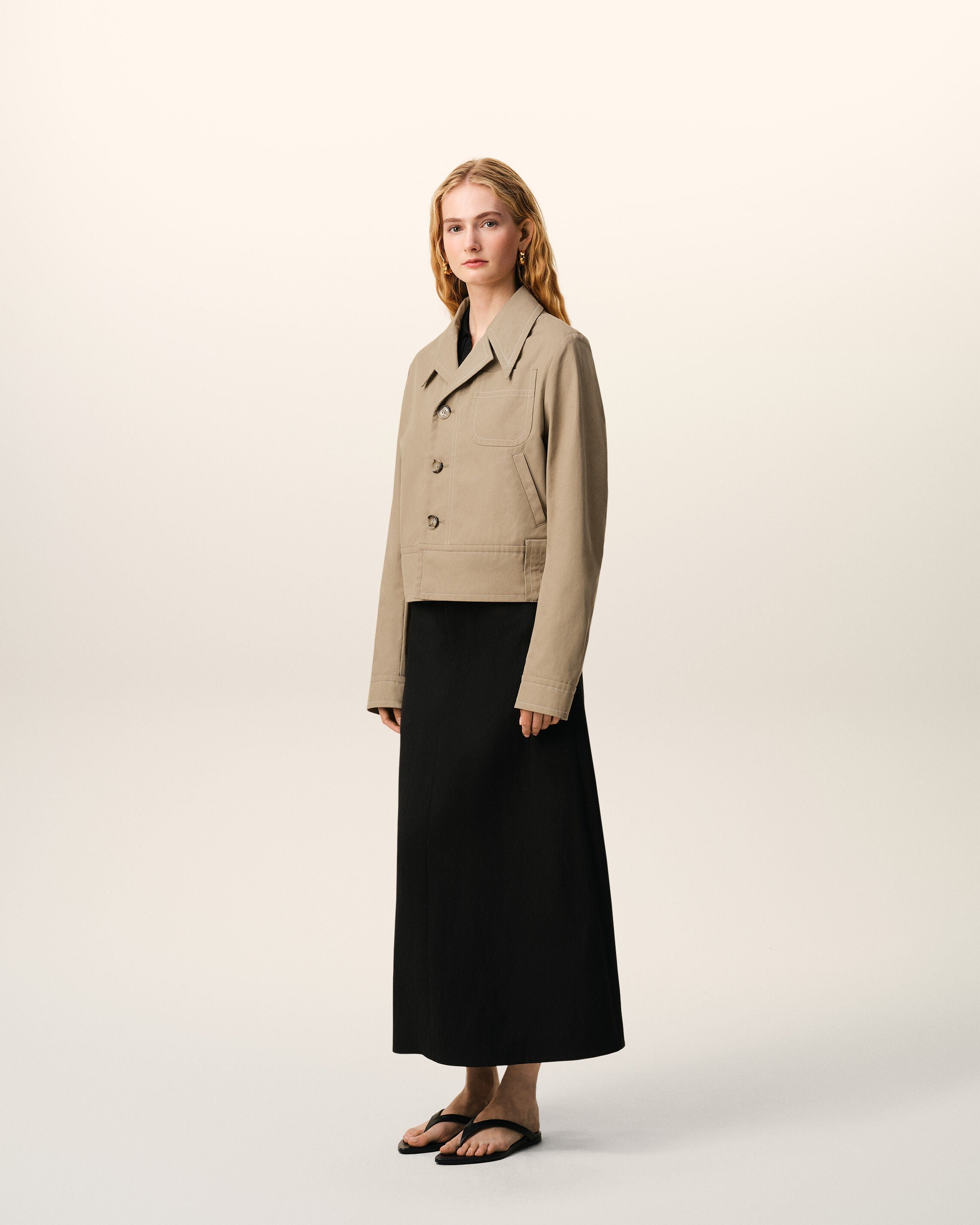 AmiParis Beige Cotton Buttoned Jacket Women's