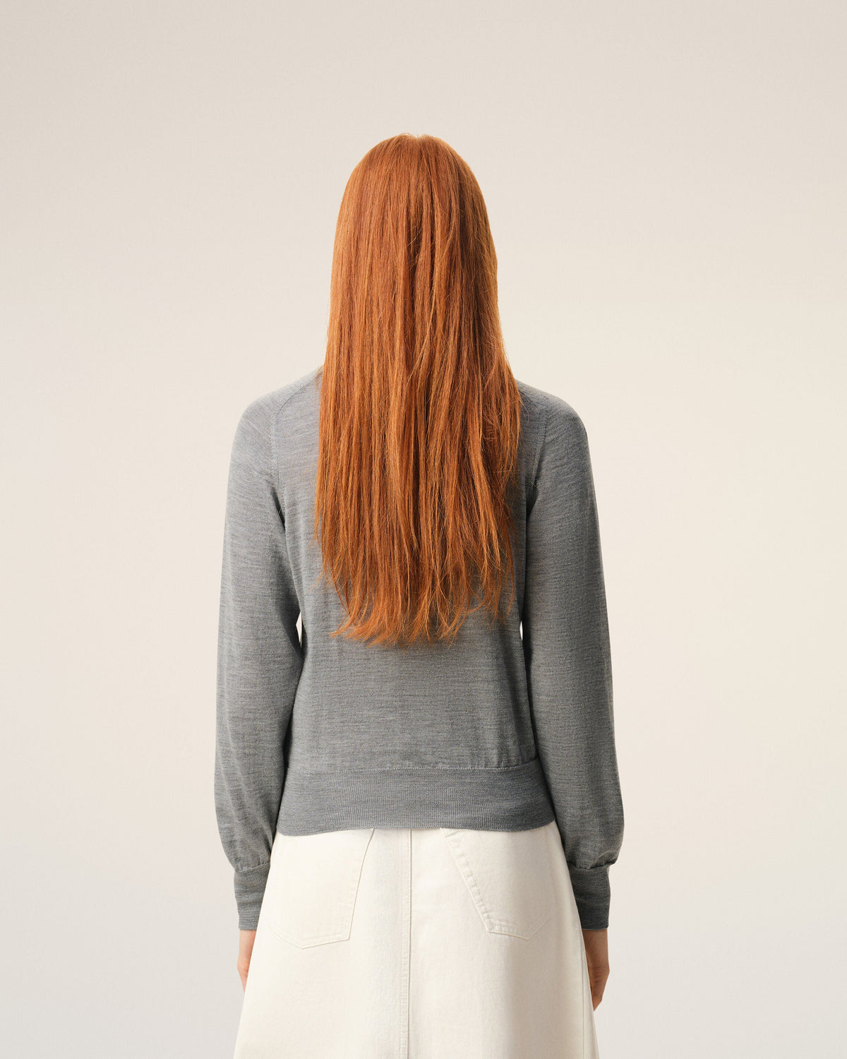 Grey Wool Crewneck Ami De Coeur Cardigan Women's