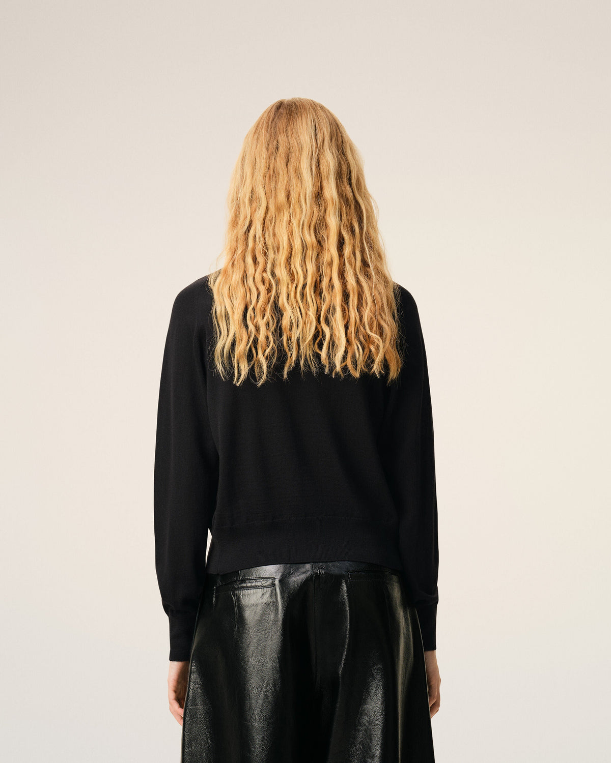 Black Wool Crewneck Ami De Coeur Cardigan Women's