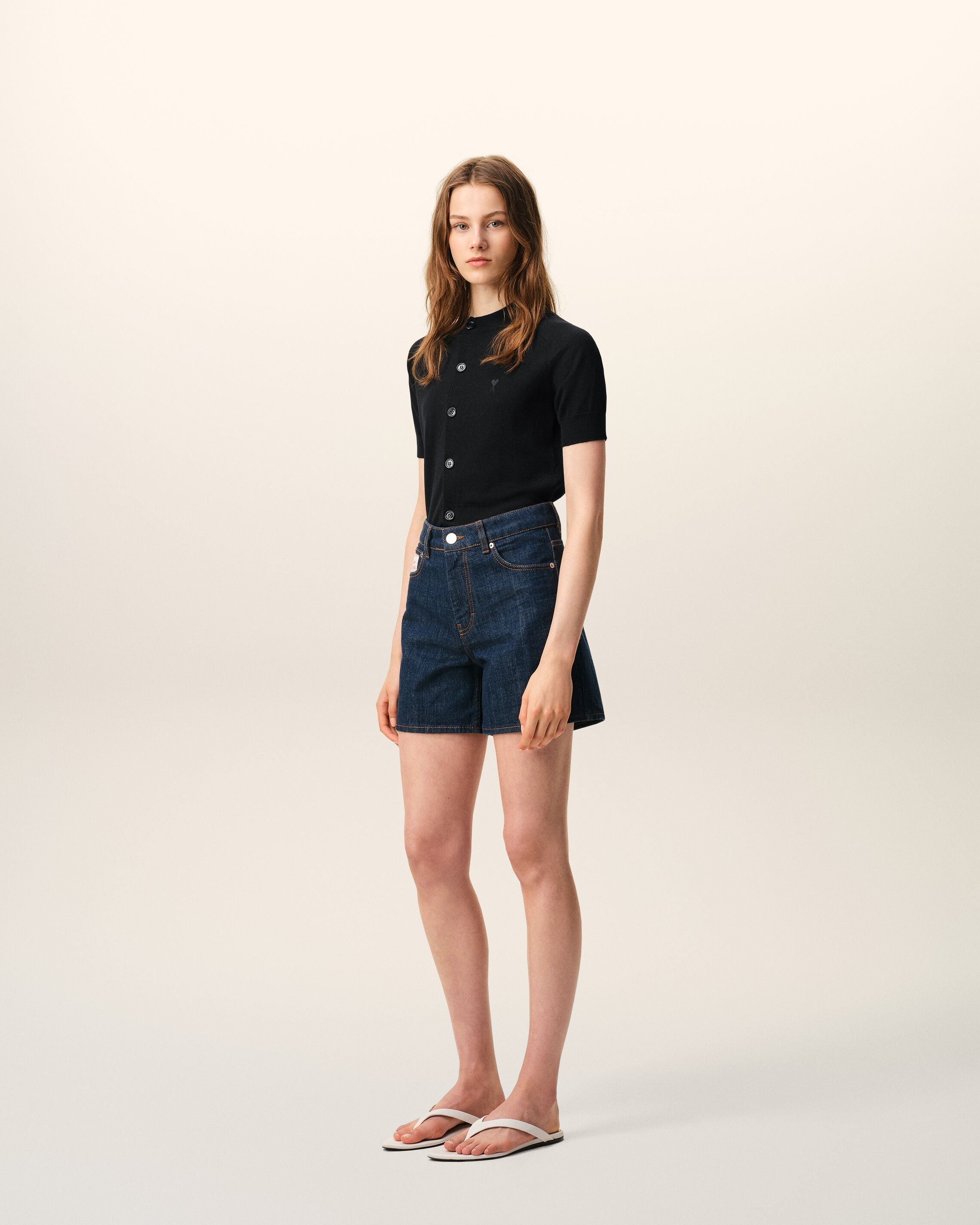 Black Wool Short Sleeves Ami De Coeur Cardigan Women's