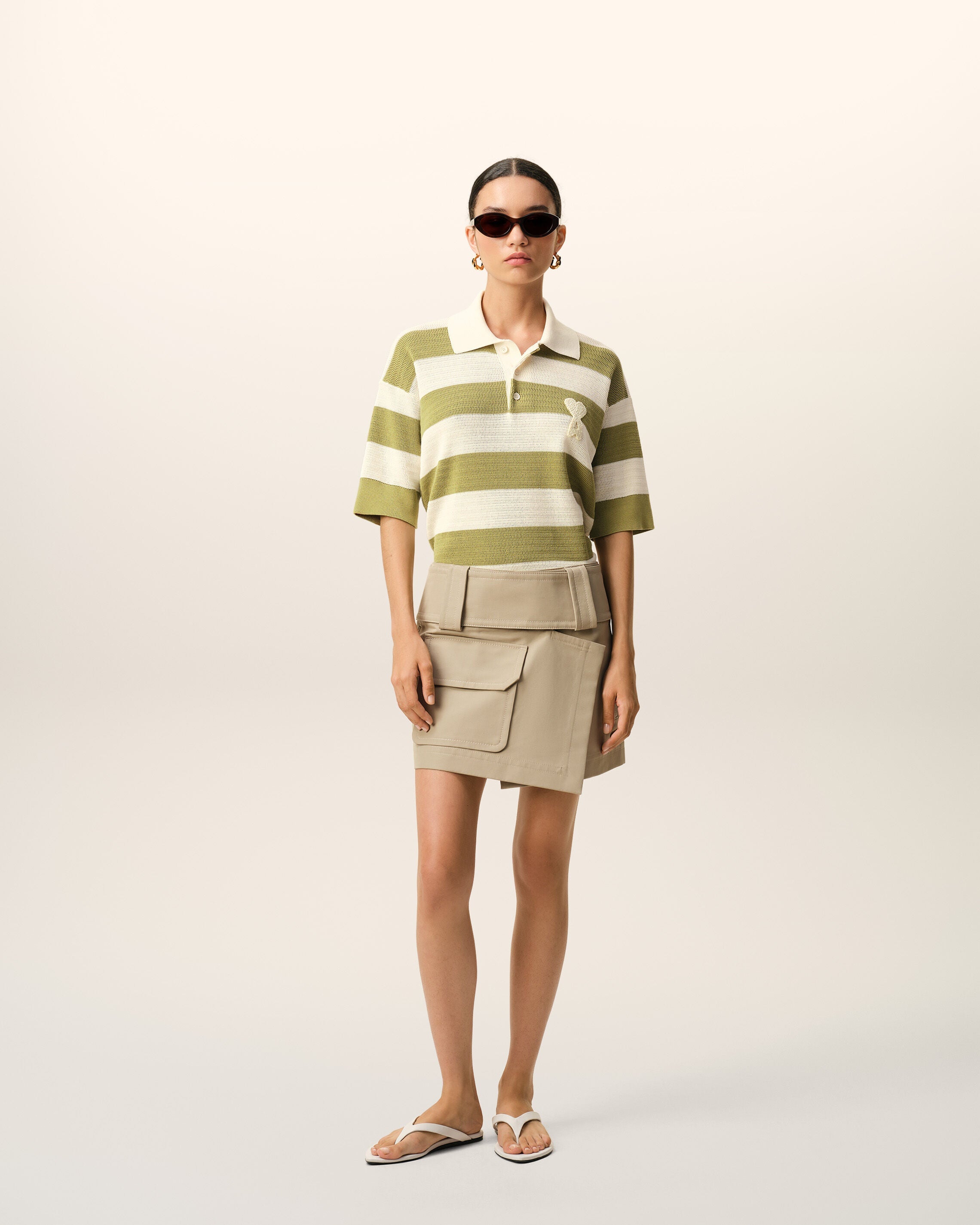 White Cotton Short Sleeves Ami De Coeur Polo Women's