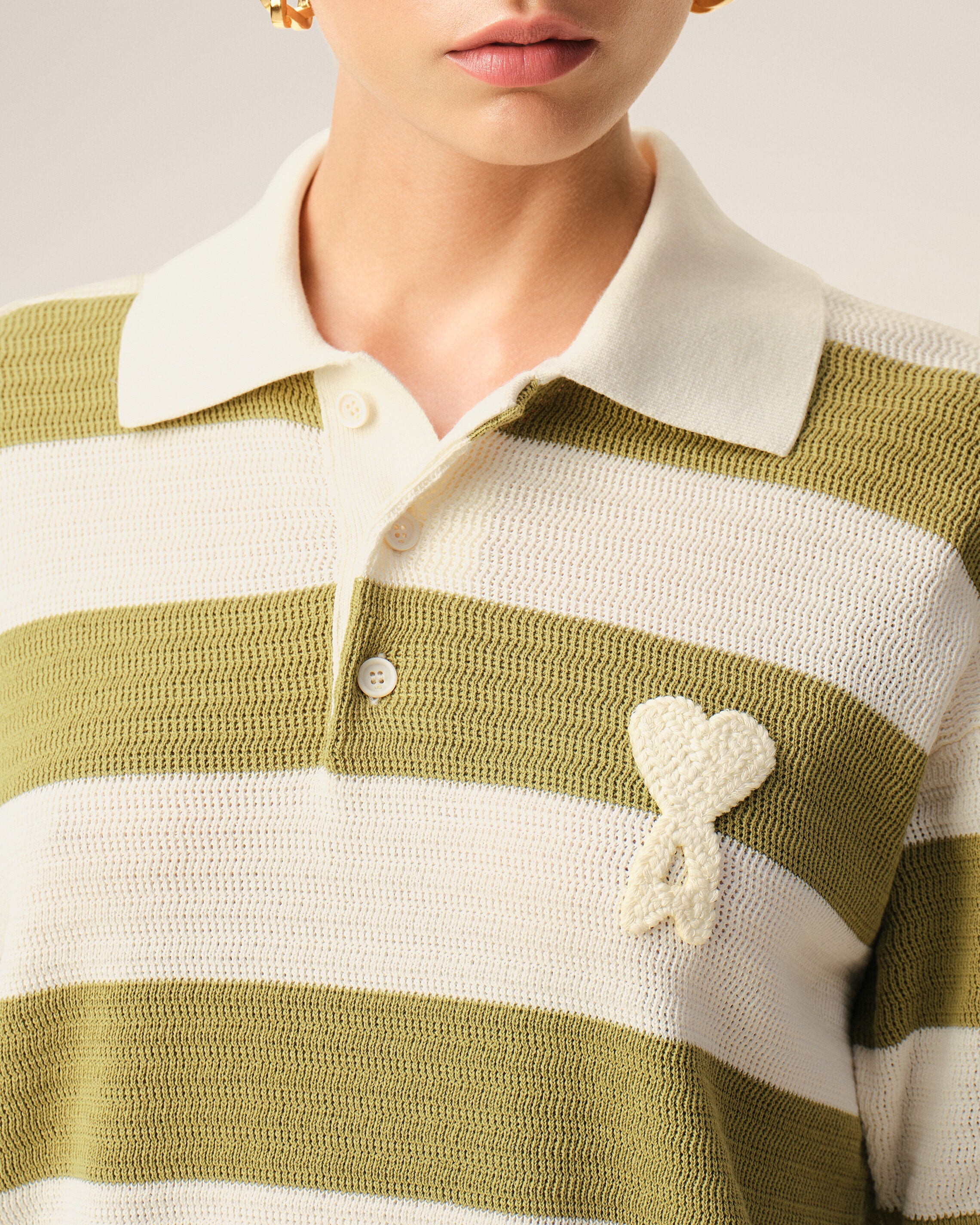 White Cotton Short Sleeves Ami De Coeur Polo Women's