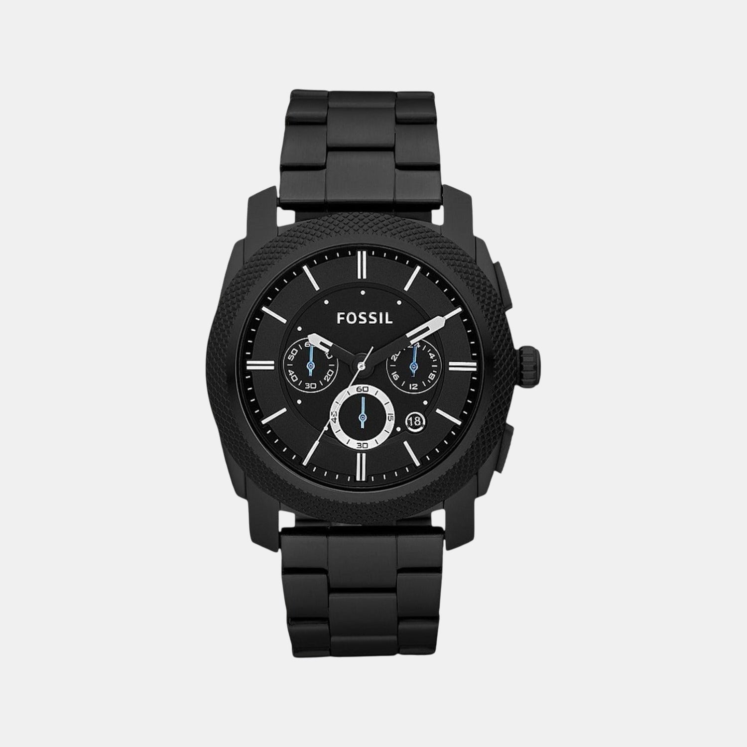 Fossil Machine Men Quartz Black Dial Chronograph Stainless Steel Watch Fs4552