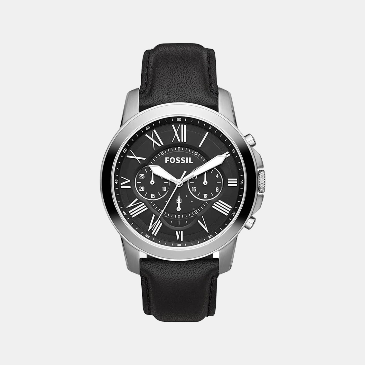Fossil Grant Men Quartz Black Dial Chronograph Leather Watch Fs4812