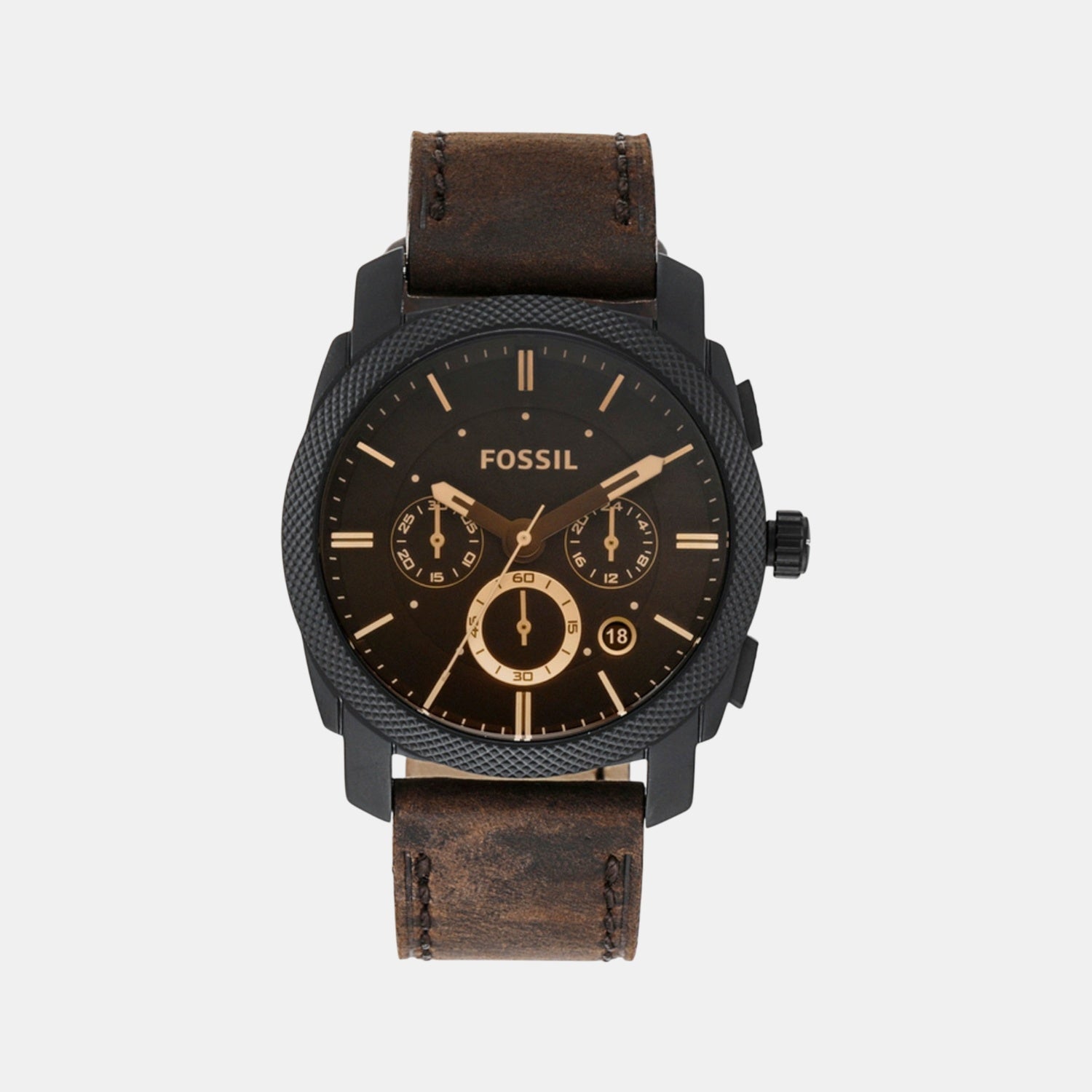 Fossil Machine Men Quartz Black Dial Chronograph Leather Watch Fs5251Set