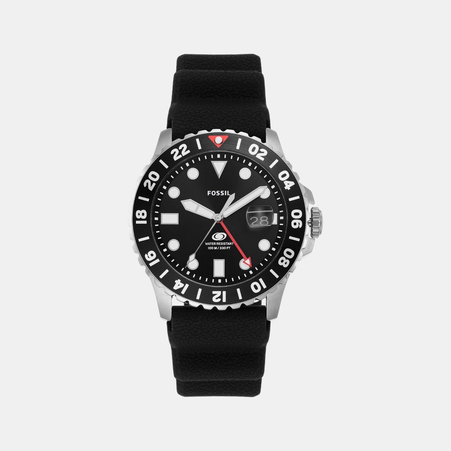 Fossil Fossil Blue Gmt Men Quartz Black Dial Analog Silicone Watch Fs6036