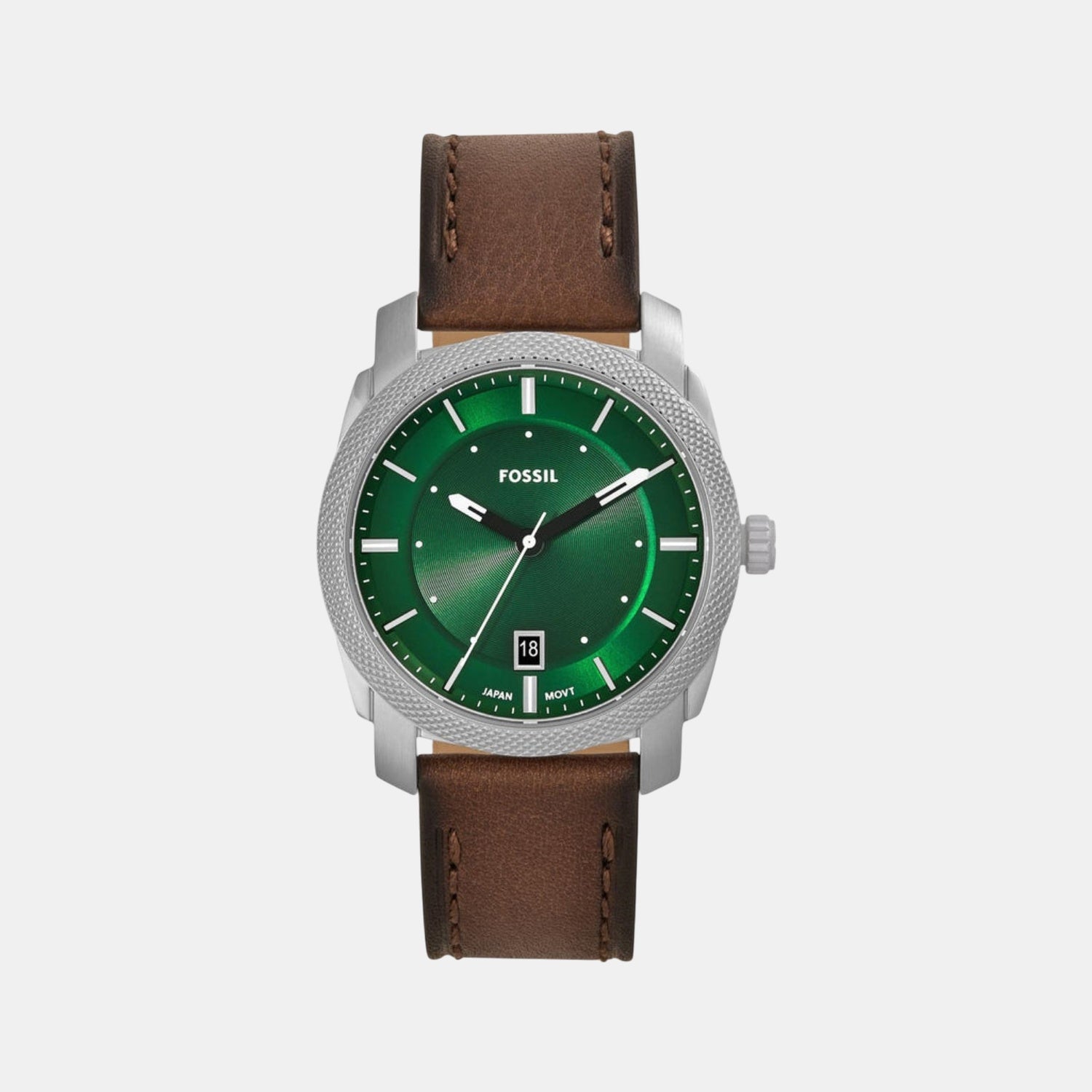Fossil Machine Men Quartz Green Dial Analog Leather Watch Fs6085