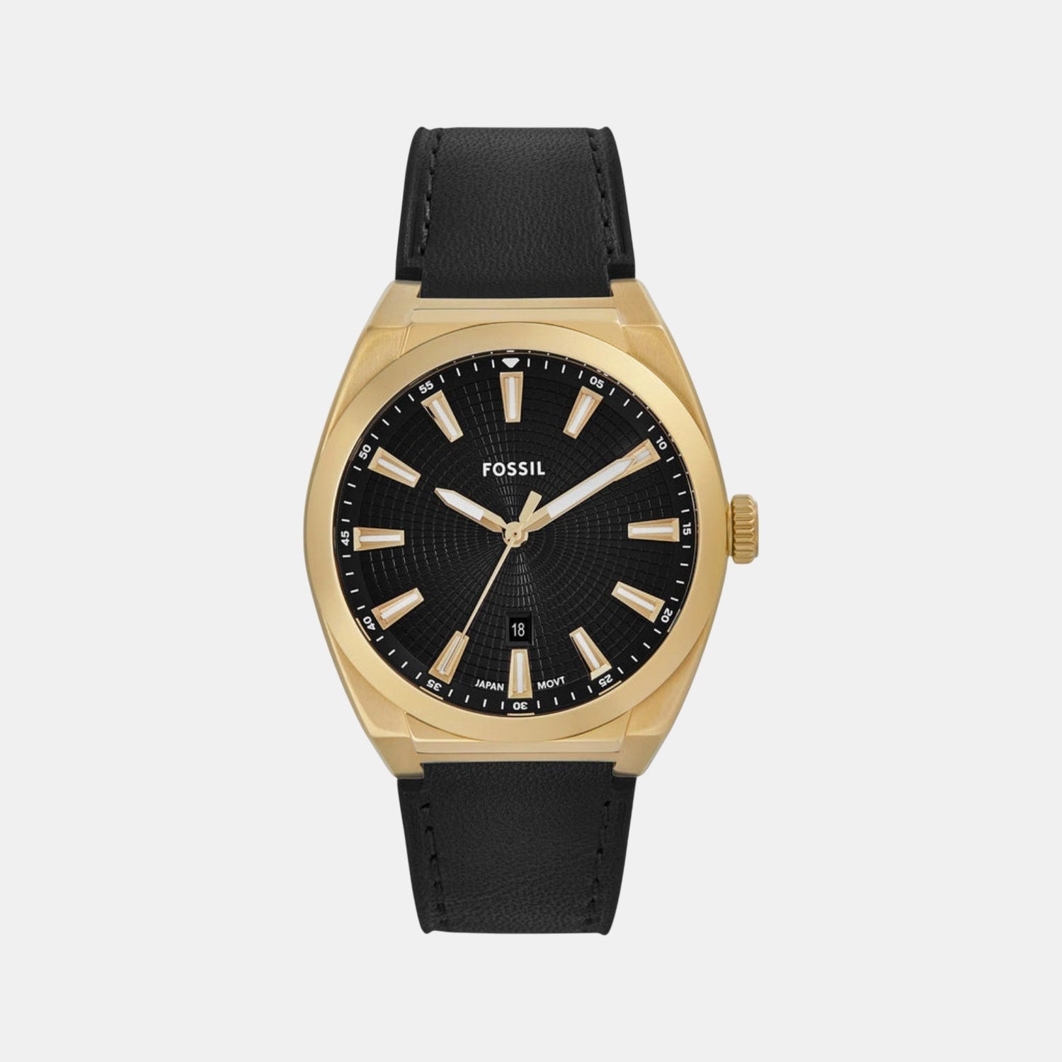 Fossil Everett Men Quartz Black Dial Analog Leather Watch Fs6089