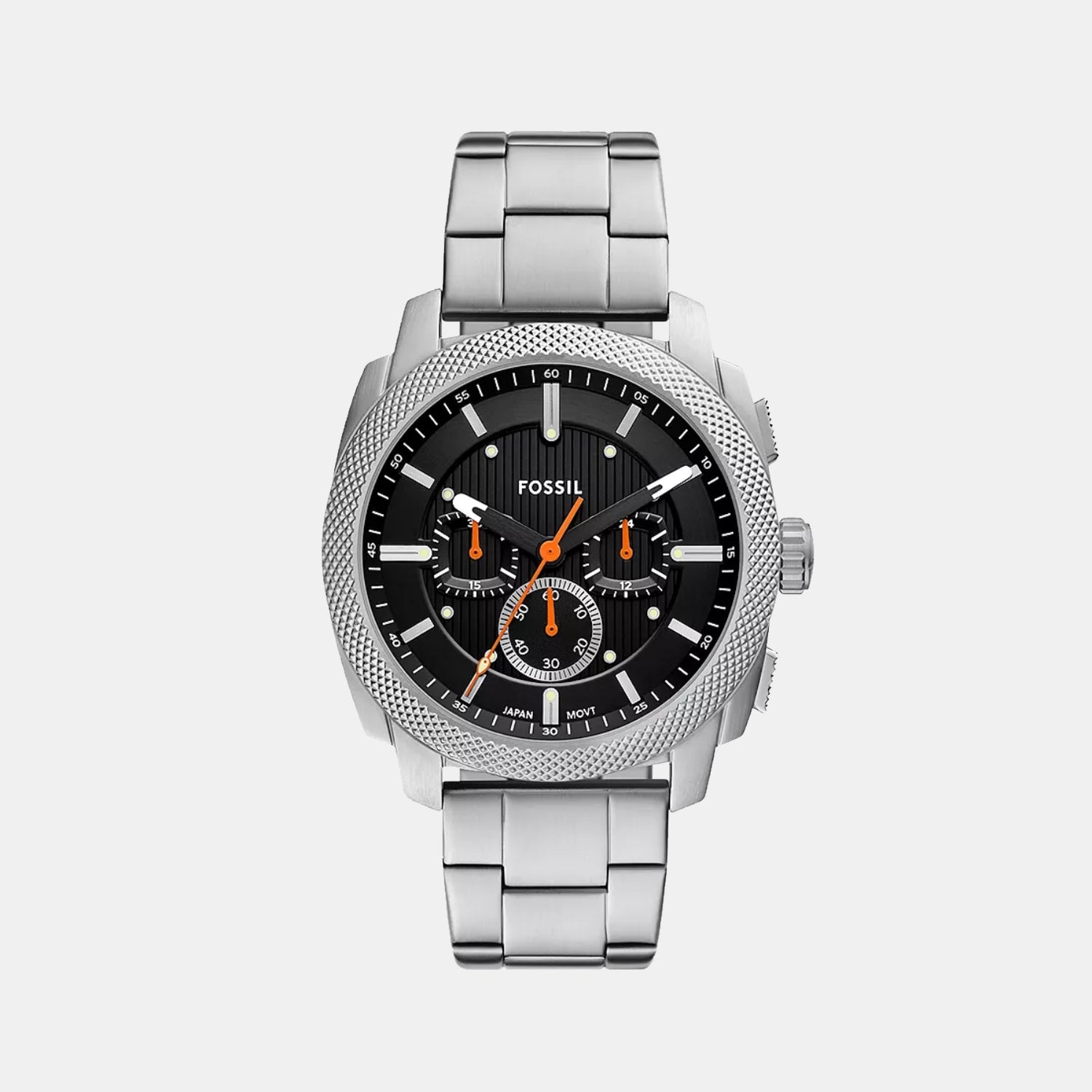 Fossil Machine Men Quartz Black Dial Chronograph Stainless Steel Watch Fs6095