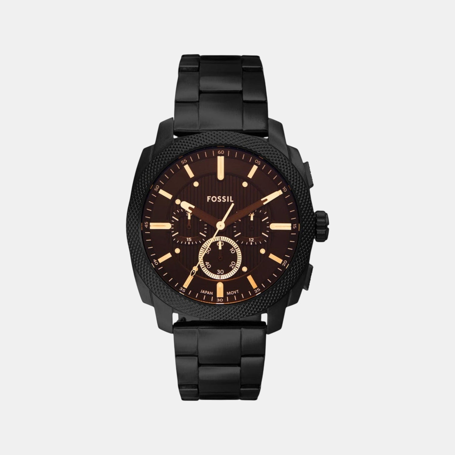 Fossil Machine Men Quartz Black Dial Chronograph Stainless Steel Watch Fs6097
