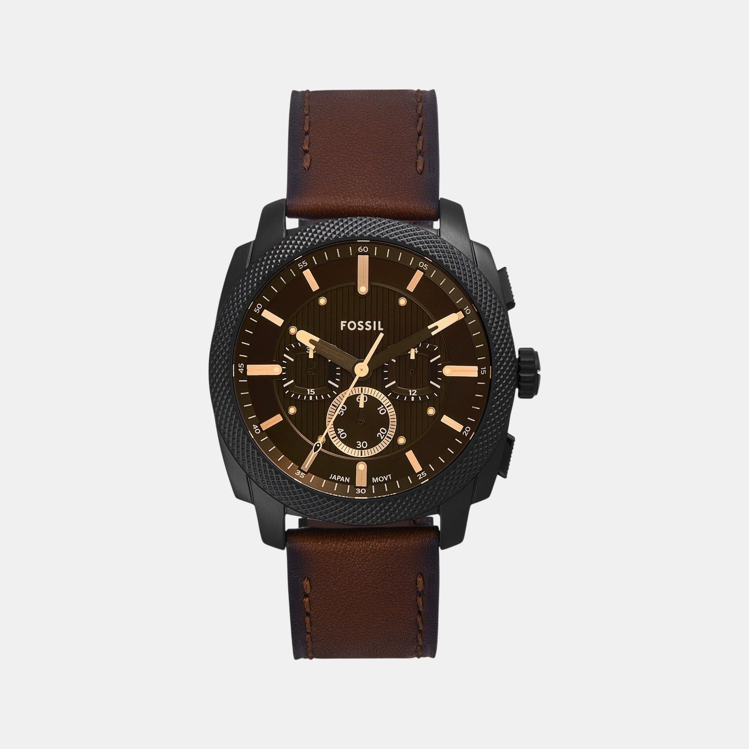 Fossil Machine Men Quartz Black Dial Chronograph Leather Watch Fs6101