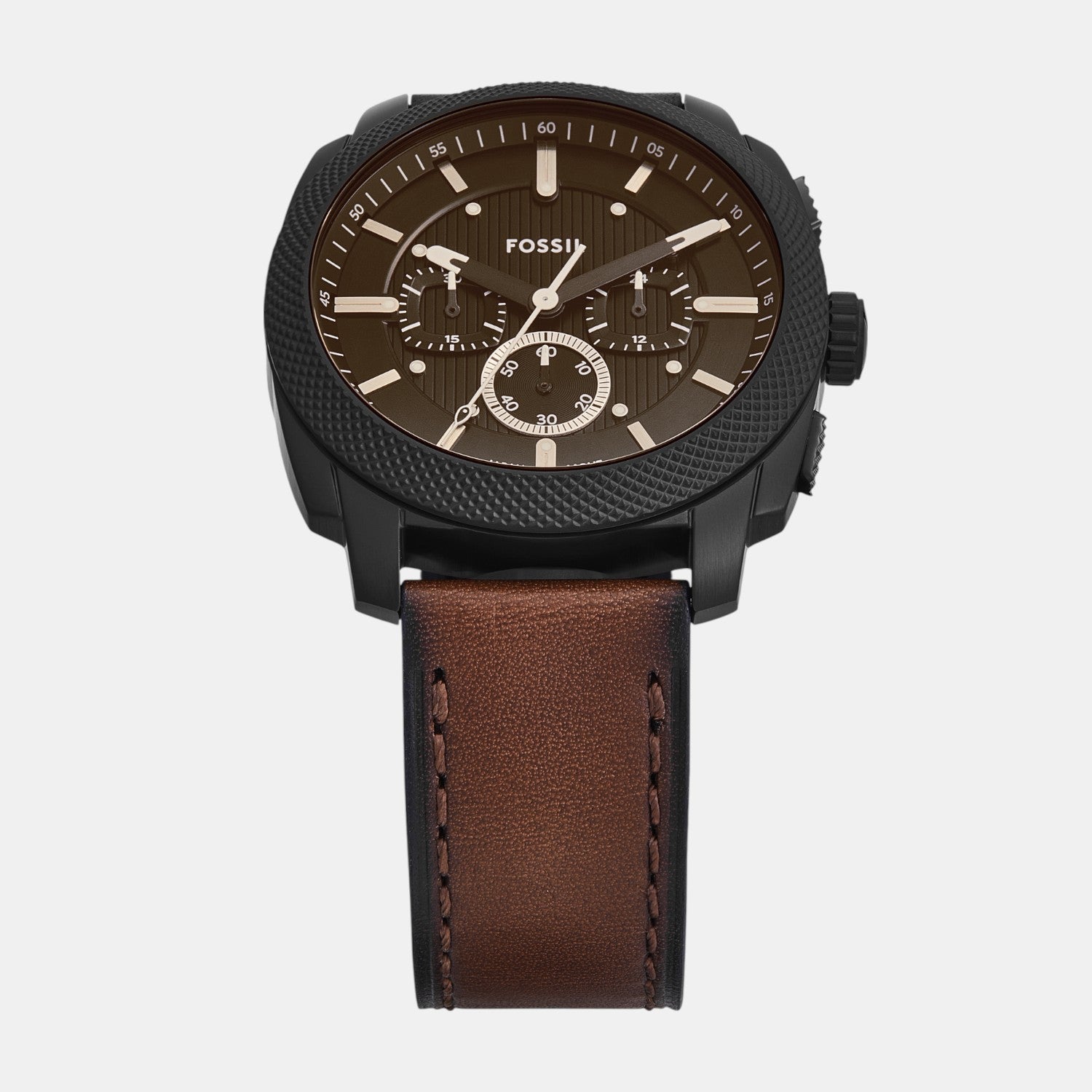 Fossil Machine Men Quartz Black Dial Chronograph Leather Watch Fs6102Set
