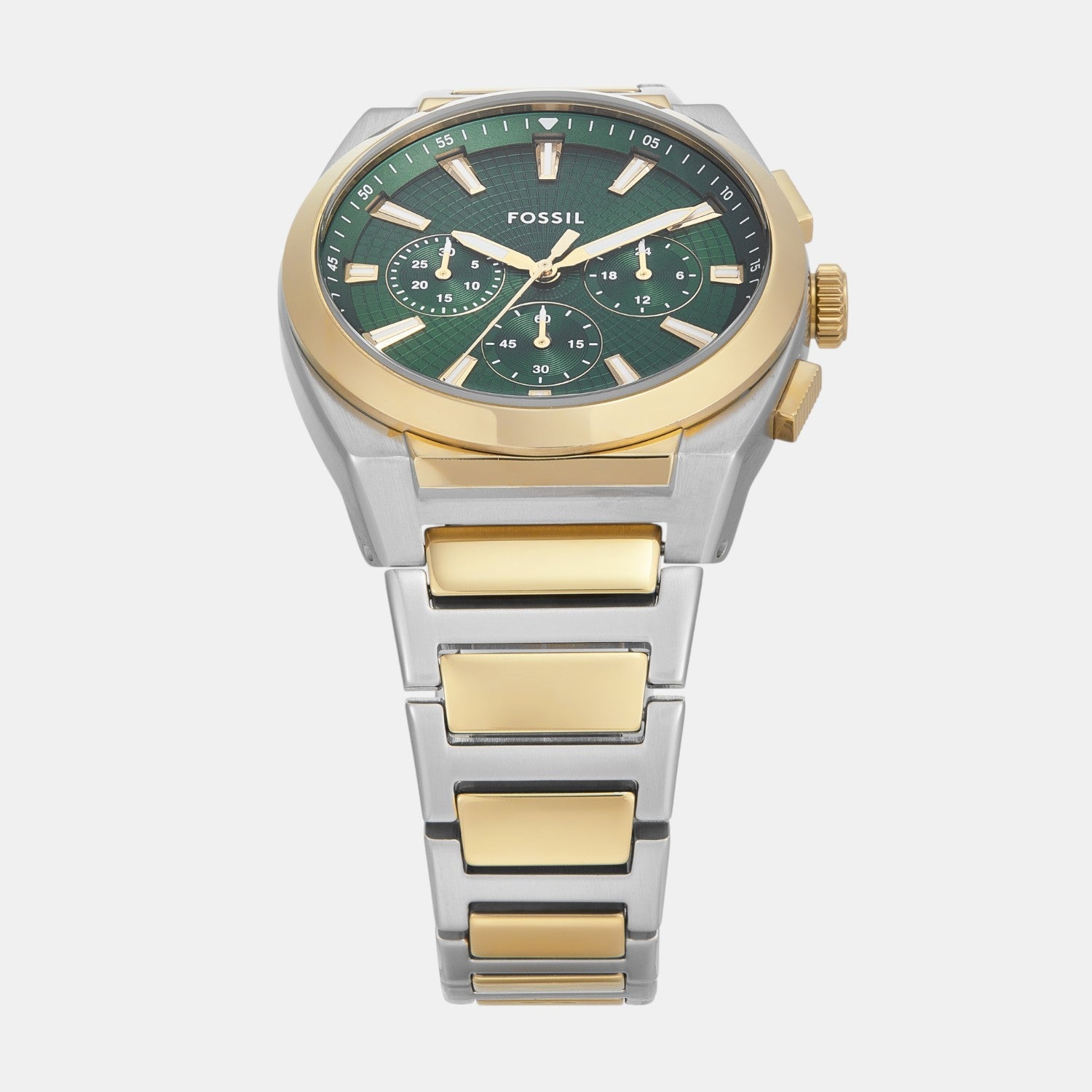 Fossil Everett Men Quartz Green Dial Chronograph Stainless Steel Watch Fs6106