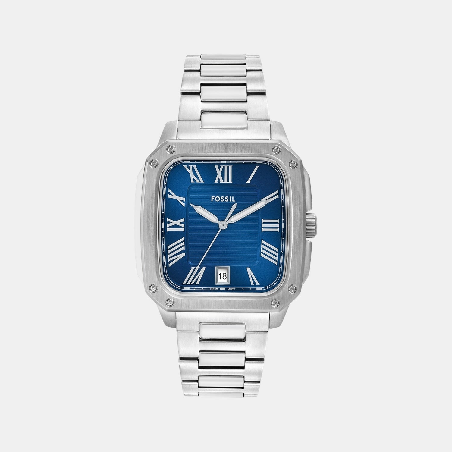 Fossil Men Quartz Blue Dial Analog Stainless Steel Watch Fs6121