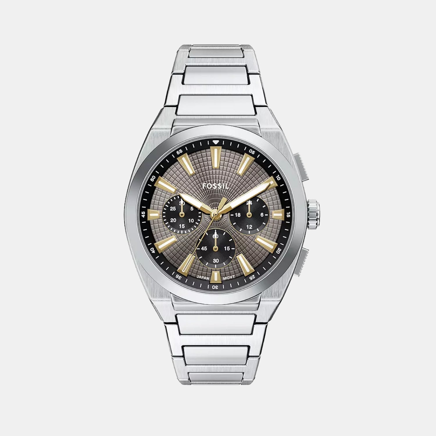 Fossil Everett Men Quartz Grey Dial Analog Stainless Steel Watch Fs6128