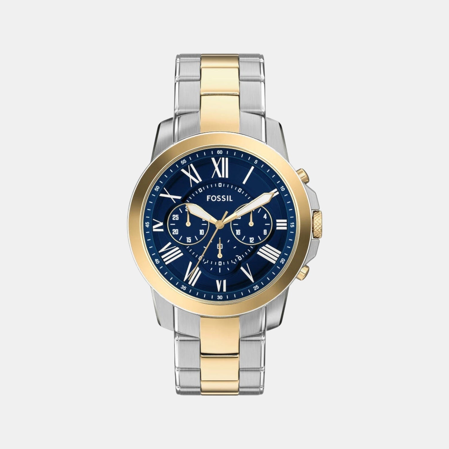 Fossil Grant Men Quartz Blue Dial Chronograph Stainless Steel Watch Fs6132
