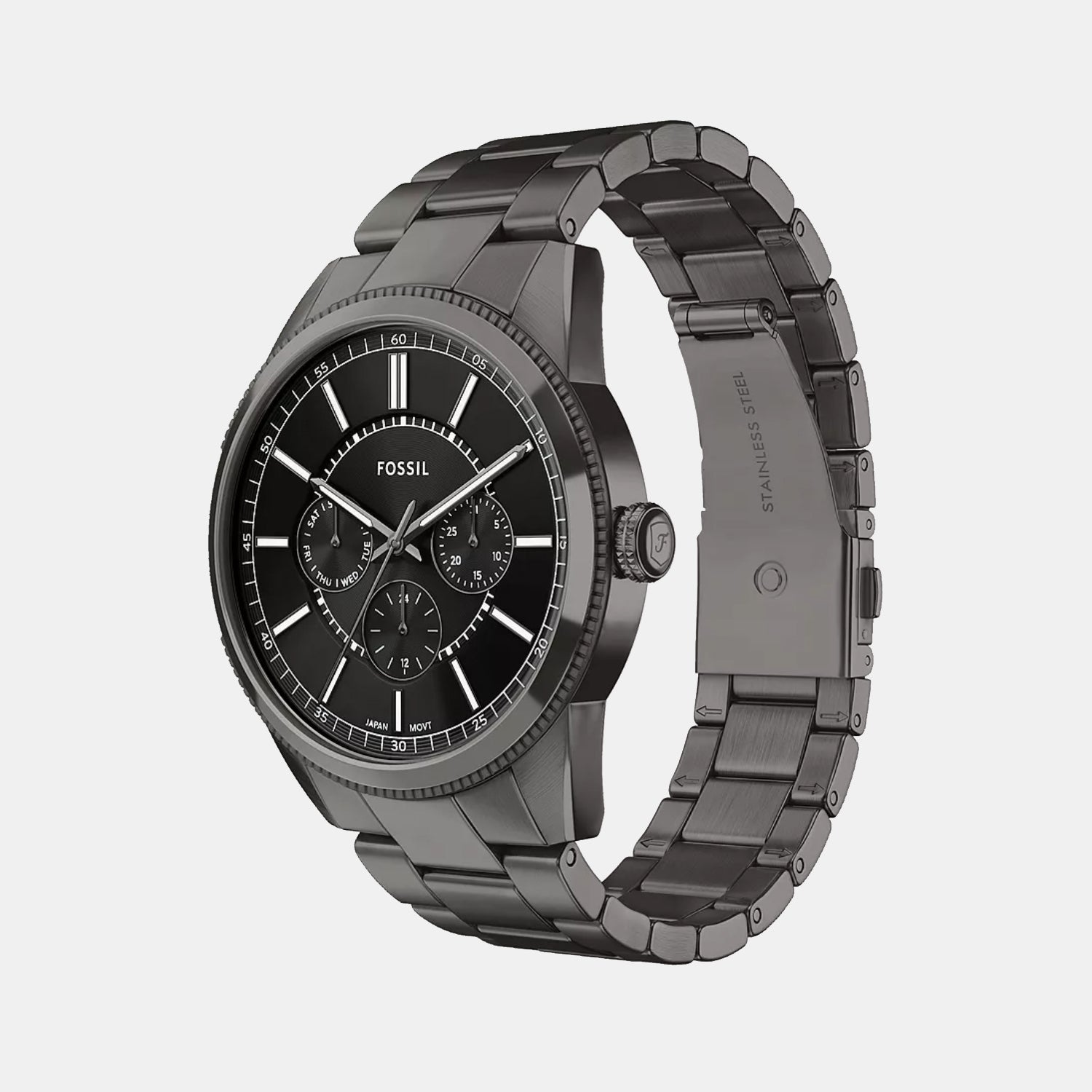 Fossil Pearson Men Quartz Black Dial Multi-Function Stainless Steel Watch Fs6136
