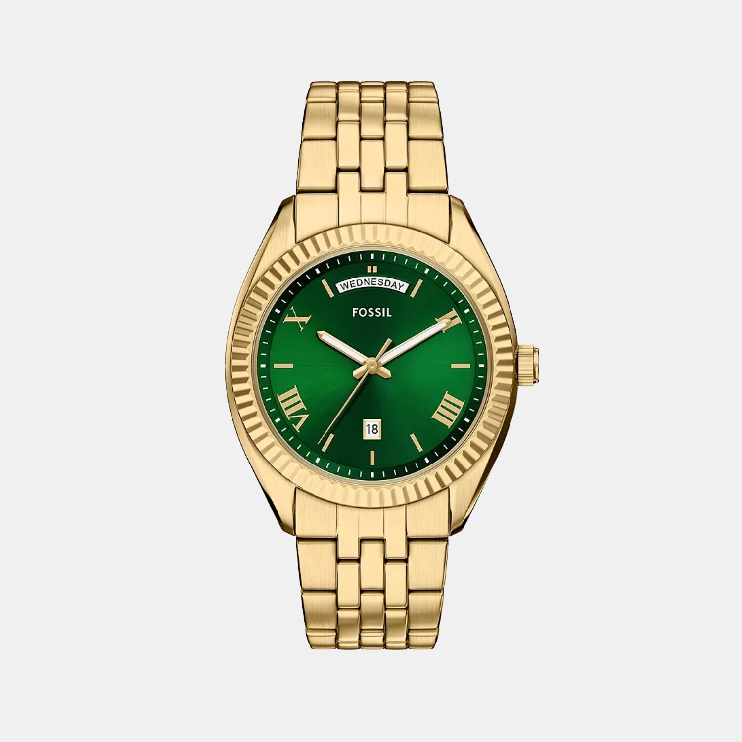 Fossil Campbell Men Quartz Green Dial Analog Stainless Steel Watch Fs6142
