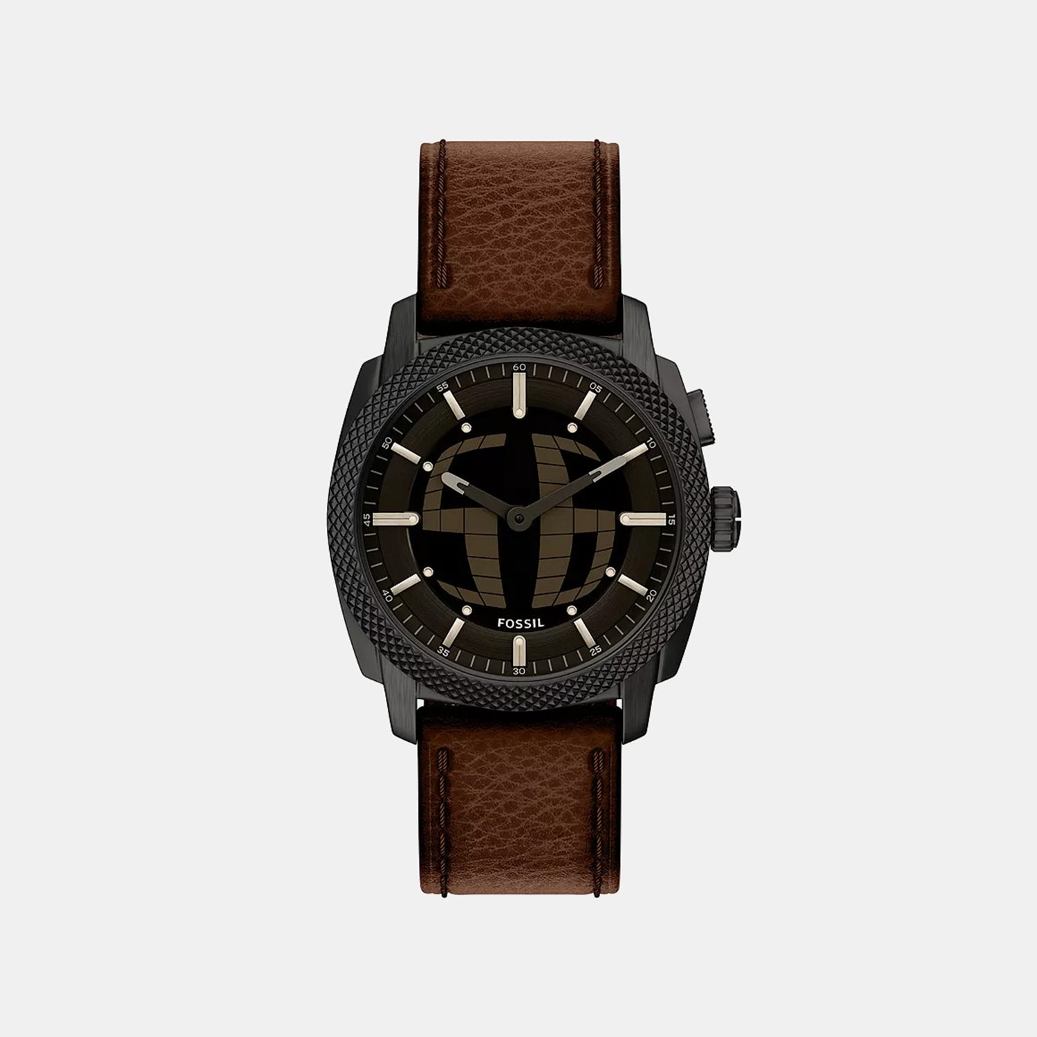 Fossil Machine Big Tic Men Quartz Black Dial Analog-Digital Leather Watch Fs6165