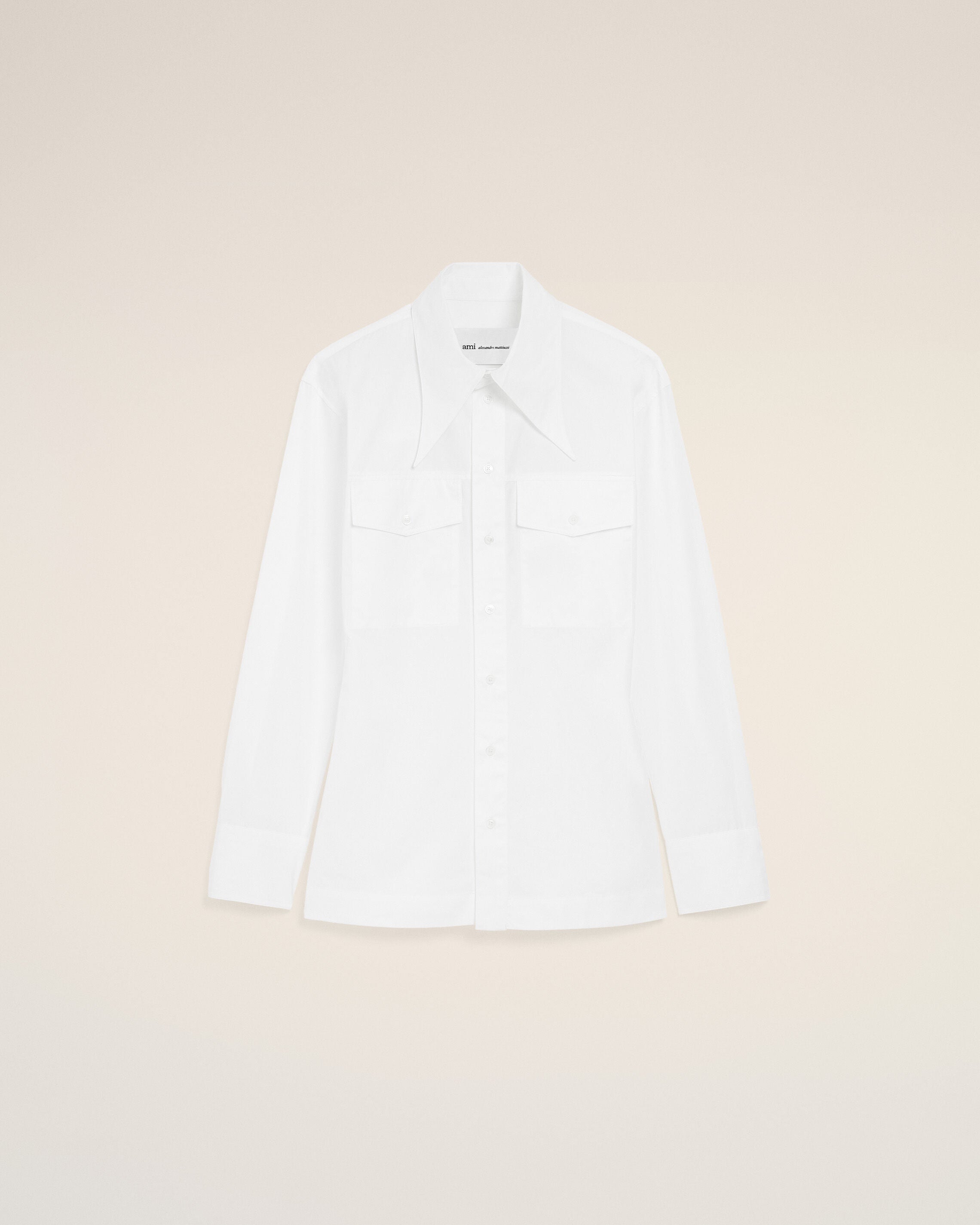 AmiParis White Cotton Sharp Collar Fitted Shirt Women's