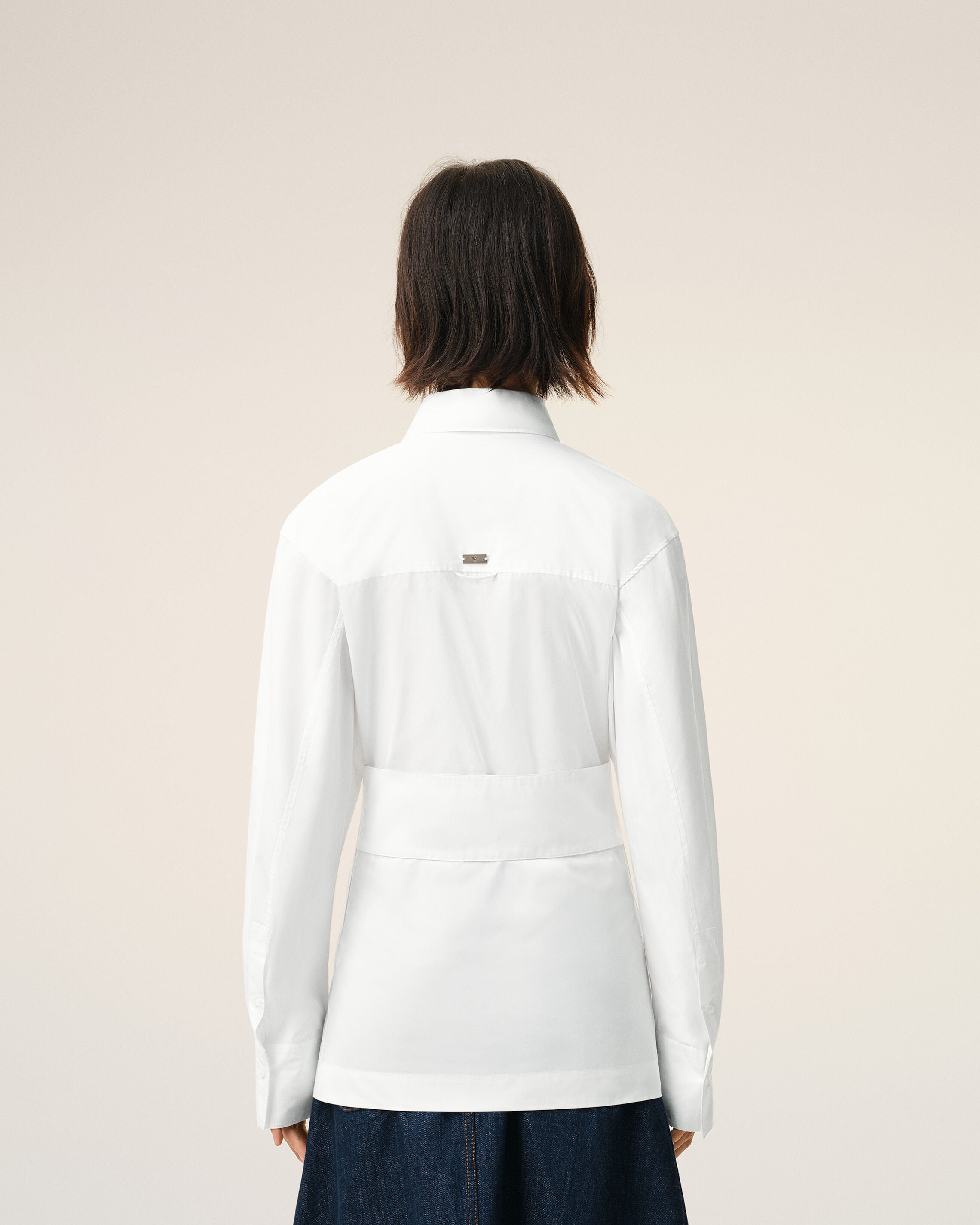 AmiParis White Cotton Sharp Collar Fitted Shirt Women's