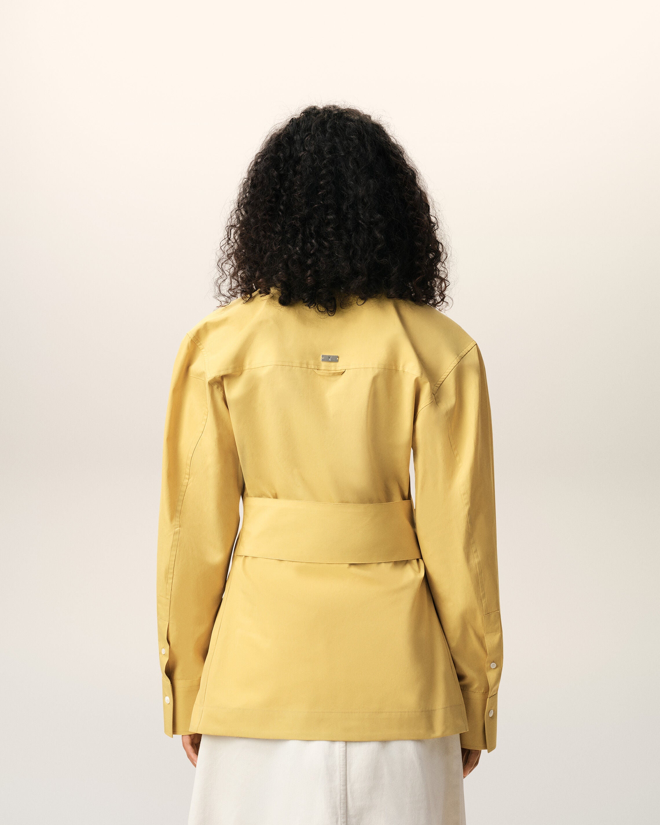 AmiParis Yellow Cotton Sharp Collar Fitted Shirt Women's