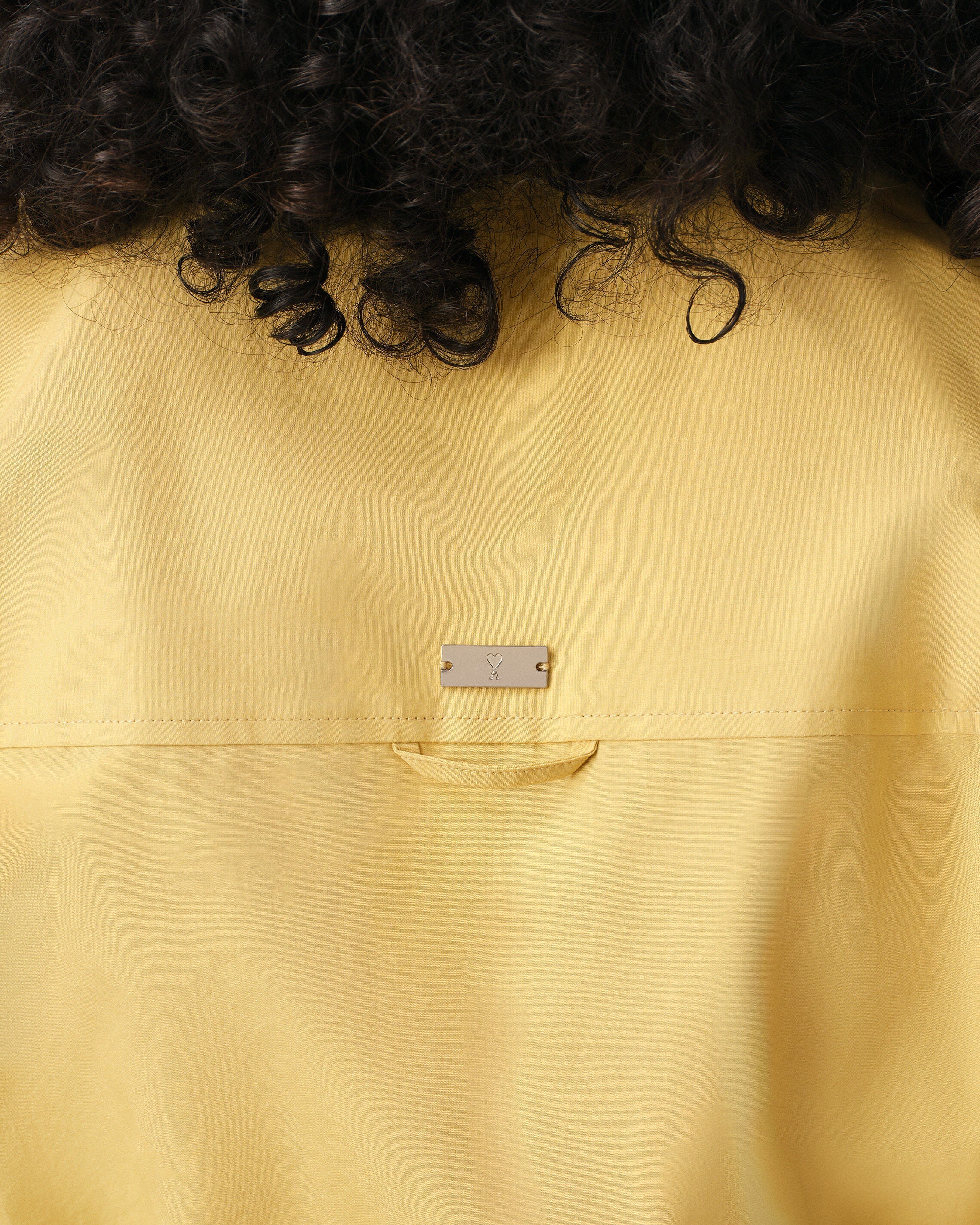 AmiParis Yellow Cotton Sharp Collar Fitted Shirt Women's