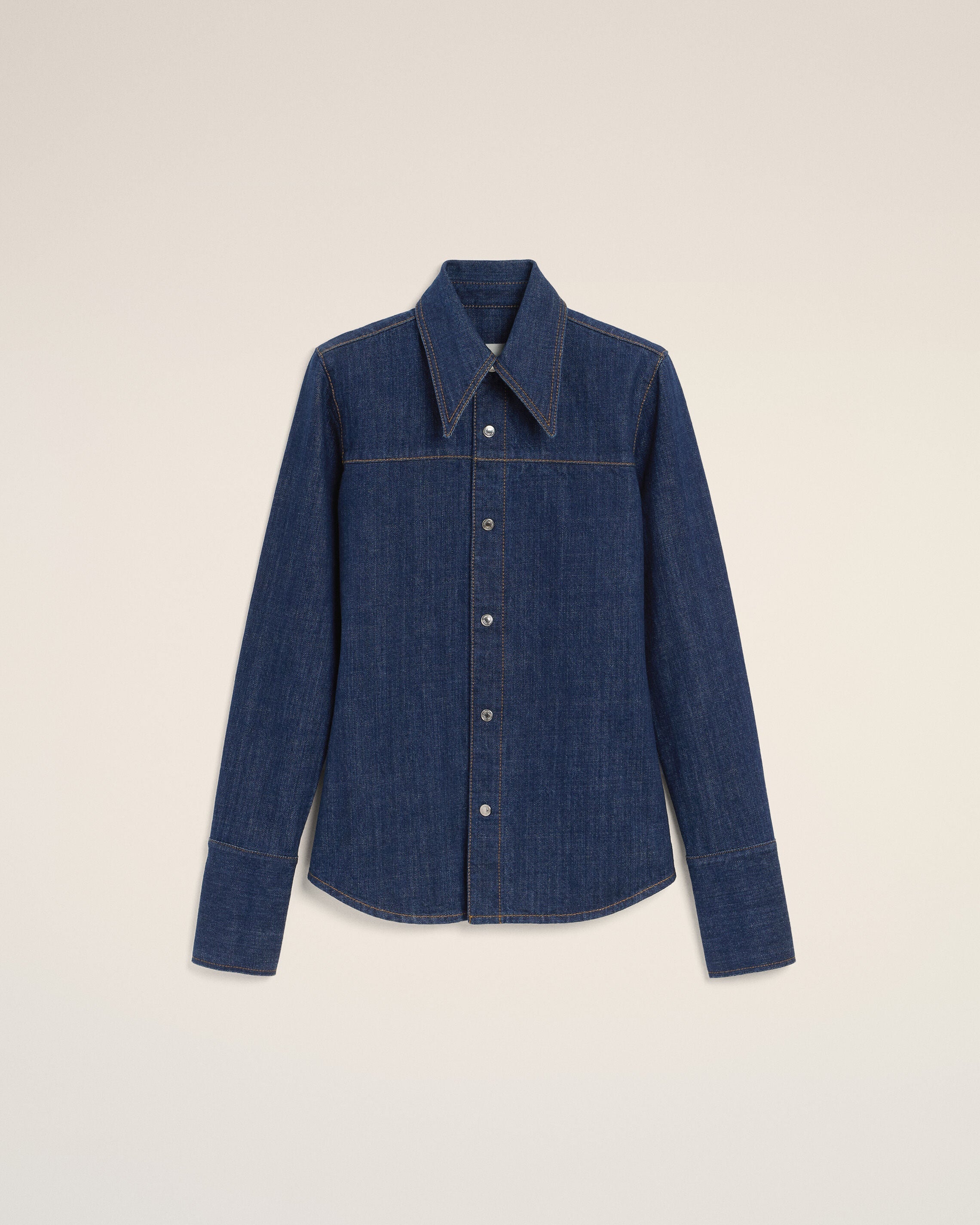AmiParis Blue Cotton Sharp Collar Shirt Women's
