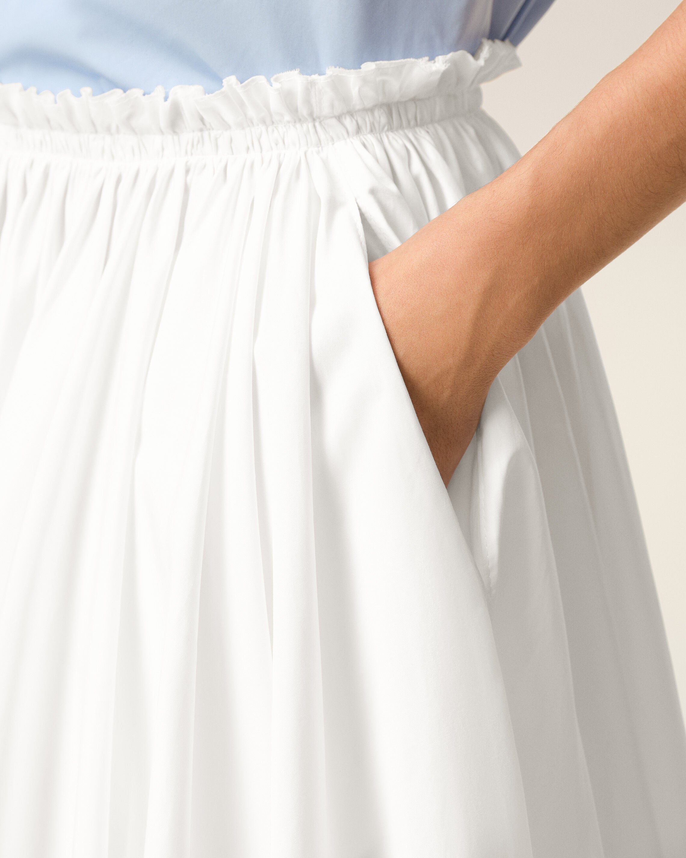 AmiParis White Cotton Midi Corolla Skirt Women's
