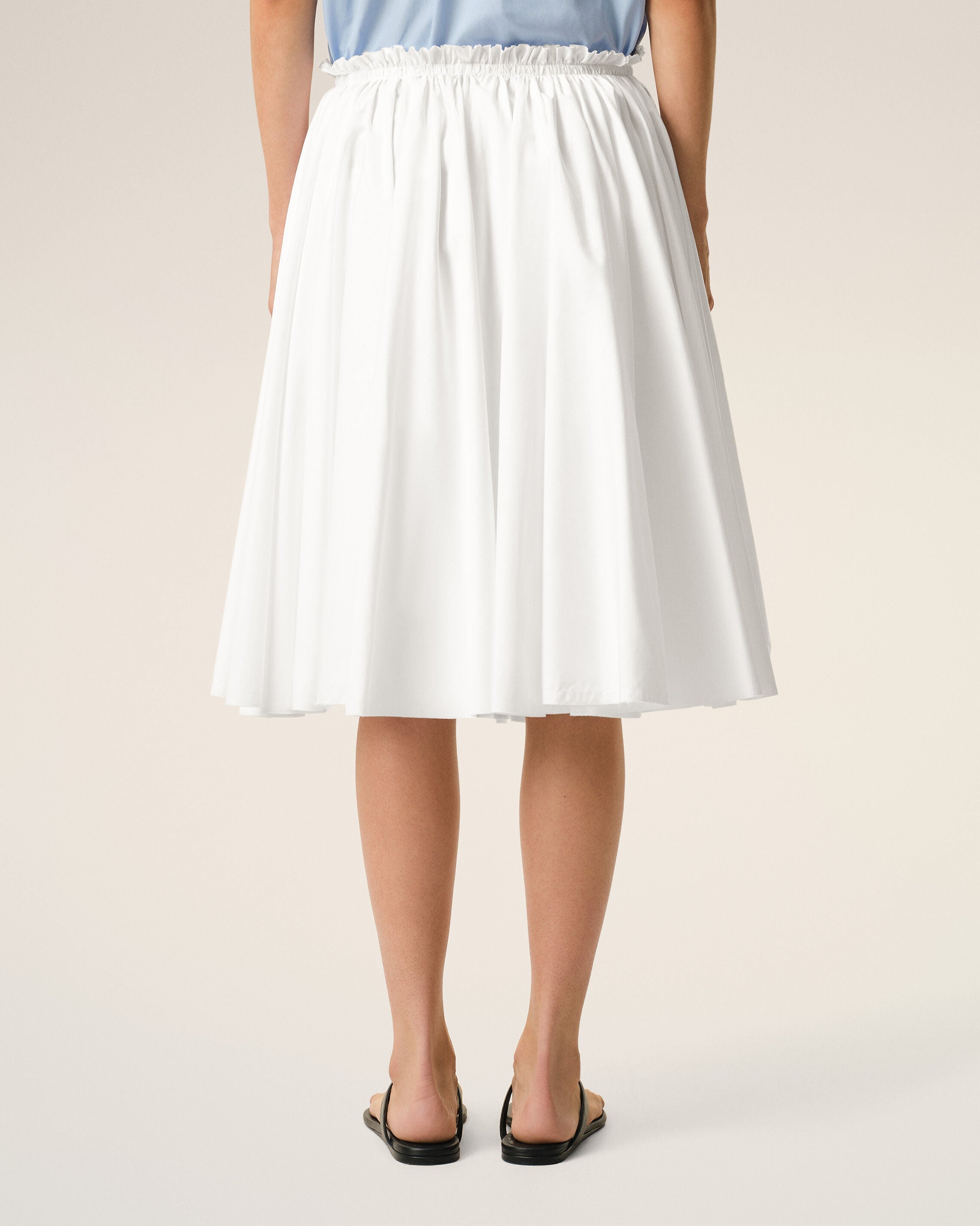 AmiParis White Cotton Midi Corolla Skirt Women's