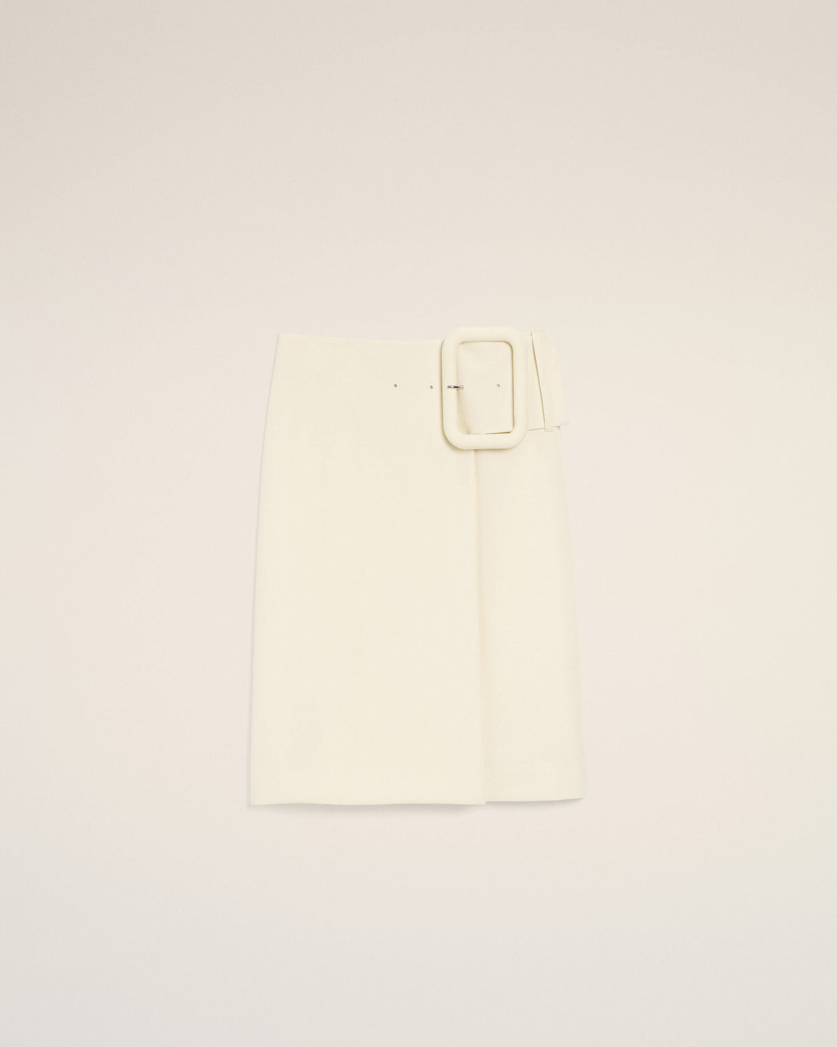AmiParis White New Wool Big Buckle Belted Midi Skirt Women's