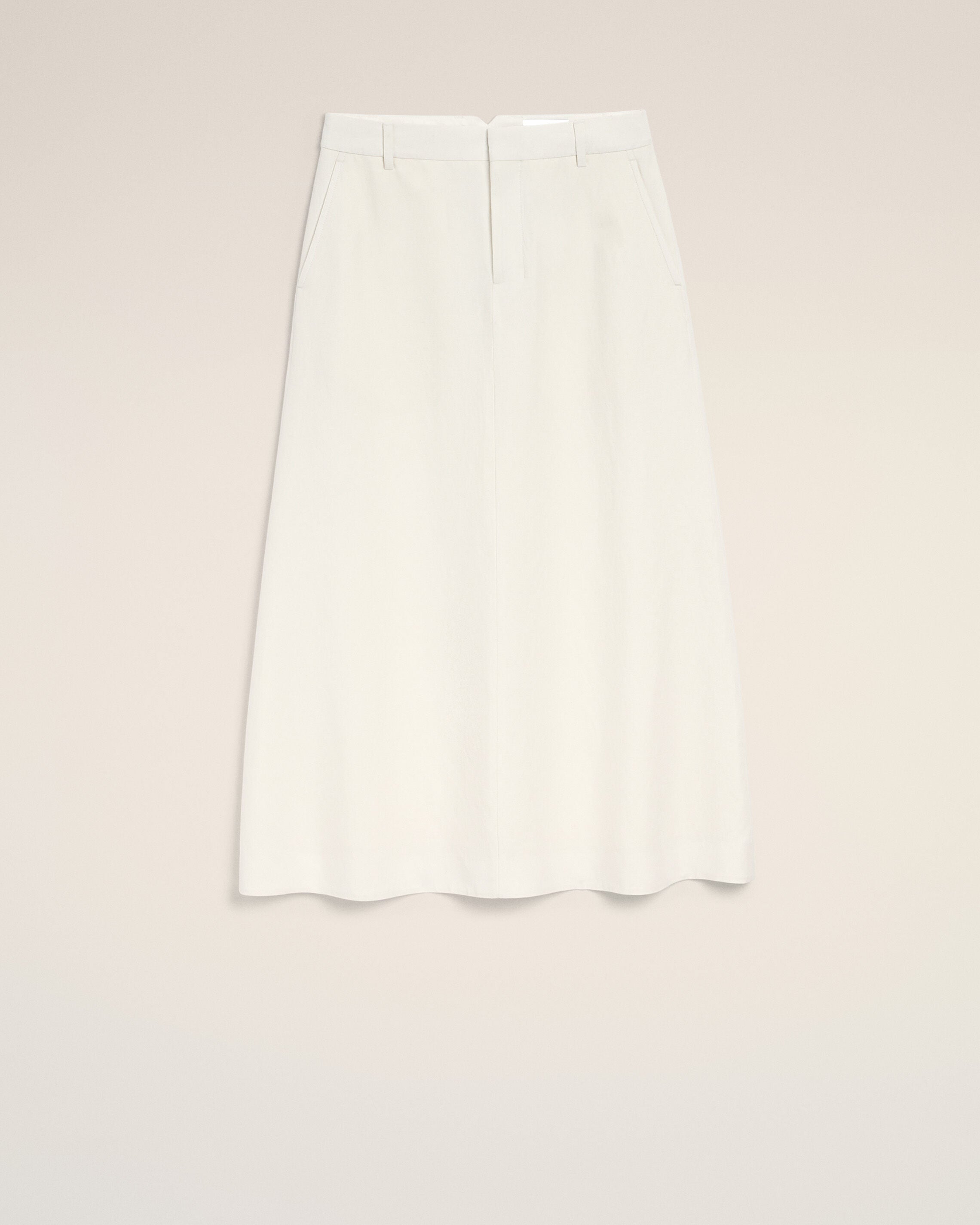 AmiParis White Blended Linen Tailor Construction Long Trapeze Skirt Women's
