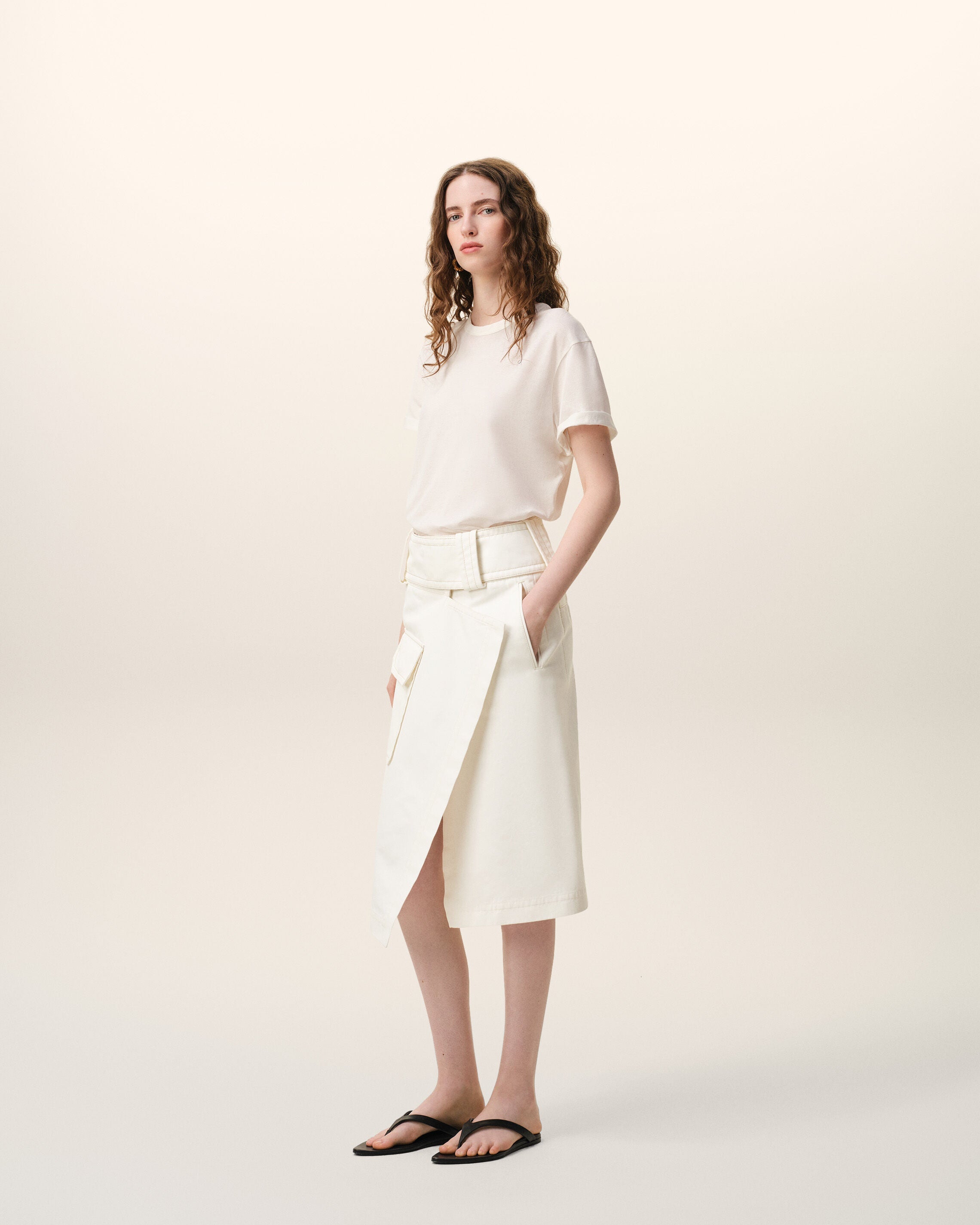 AmiParis White Cotton Wrap Skirt Women's