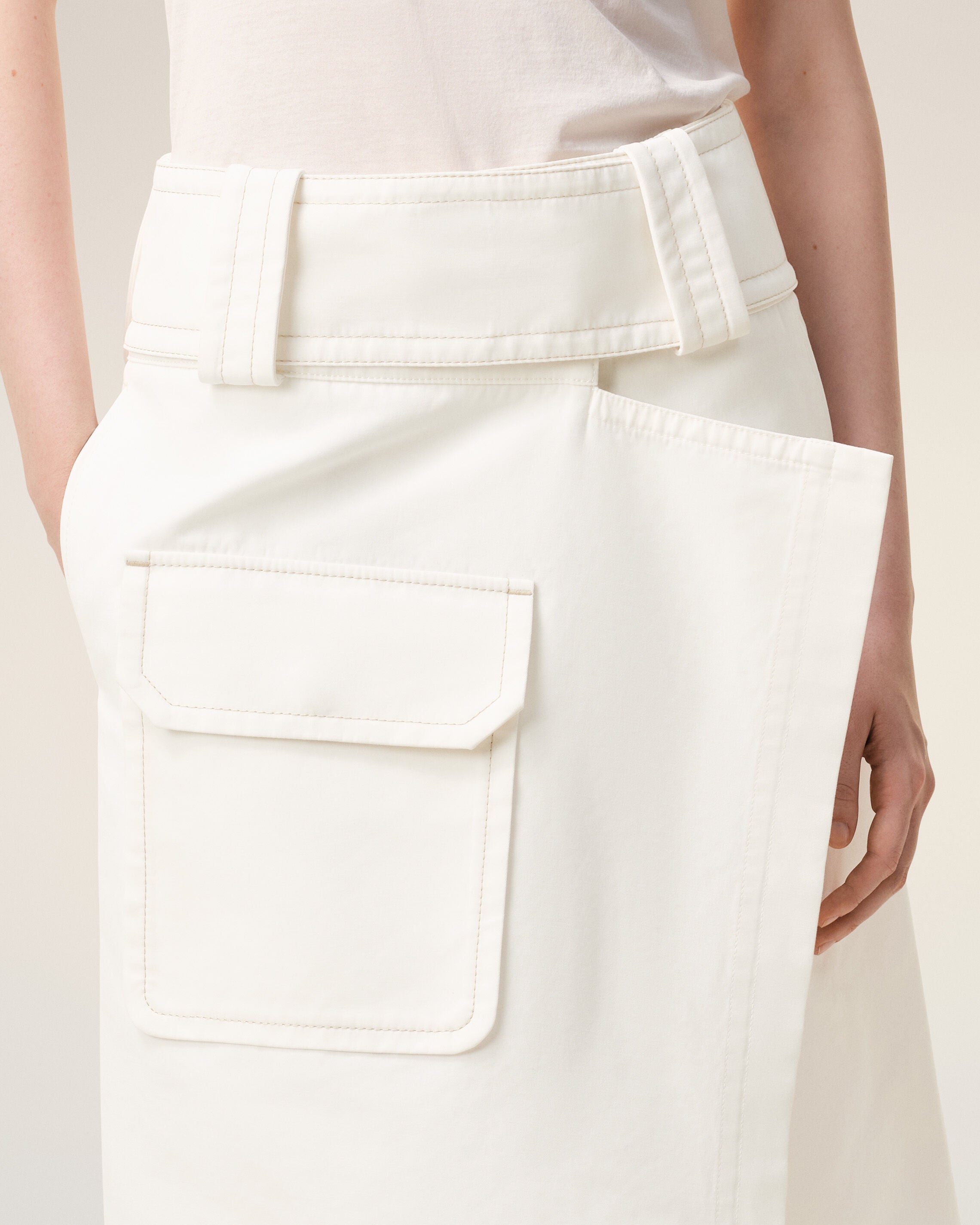AmiParis White Cotton Wrap Skirt Women's